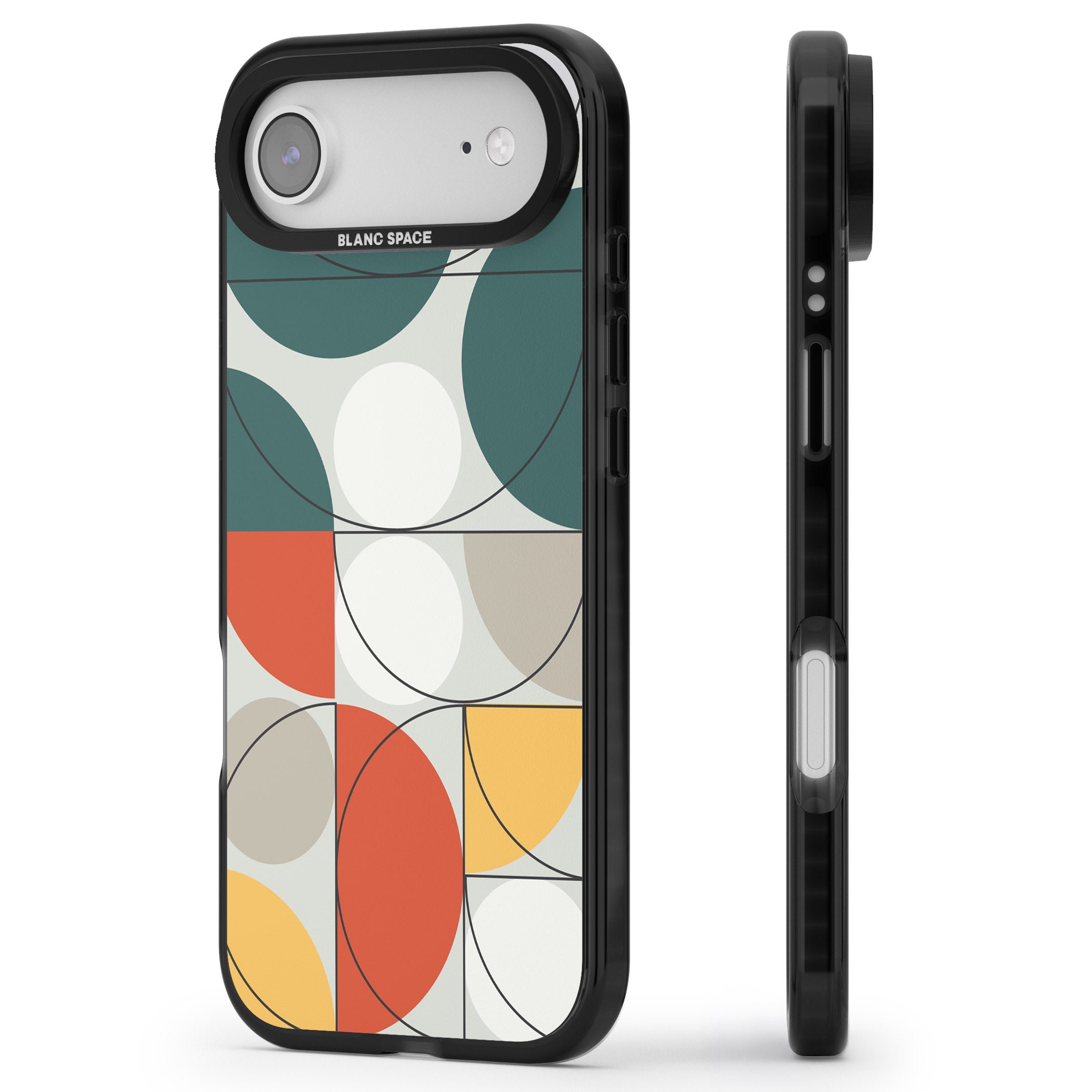 Modern Abstract Circle iPhone 17 Air Impact Pro Black Phone Case Side Profile