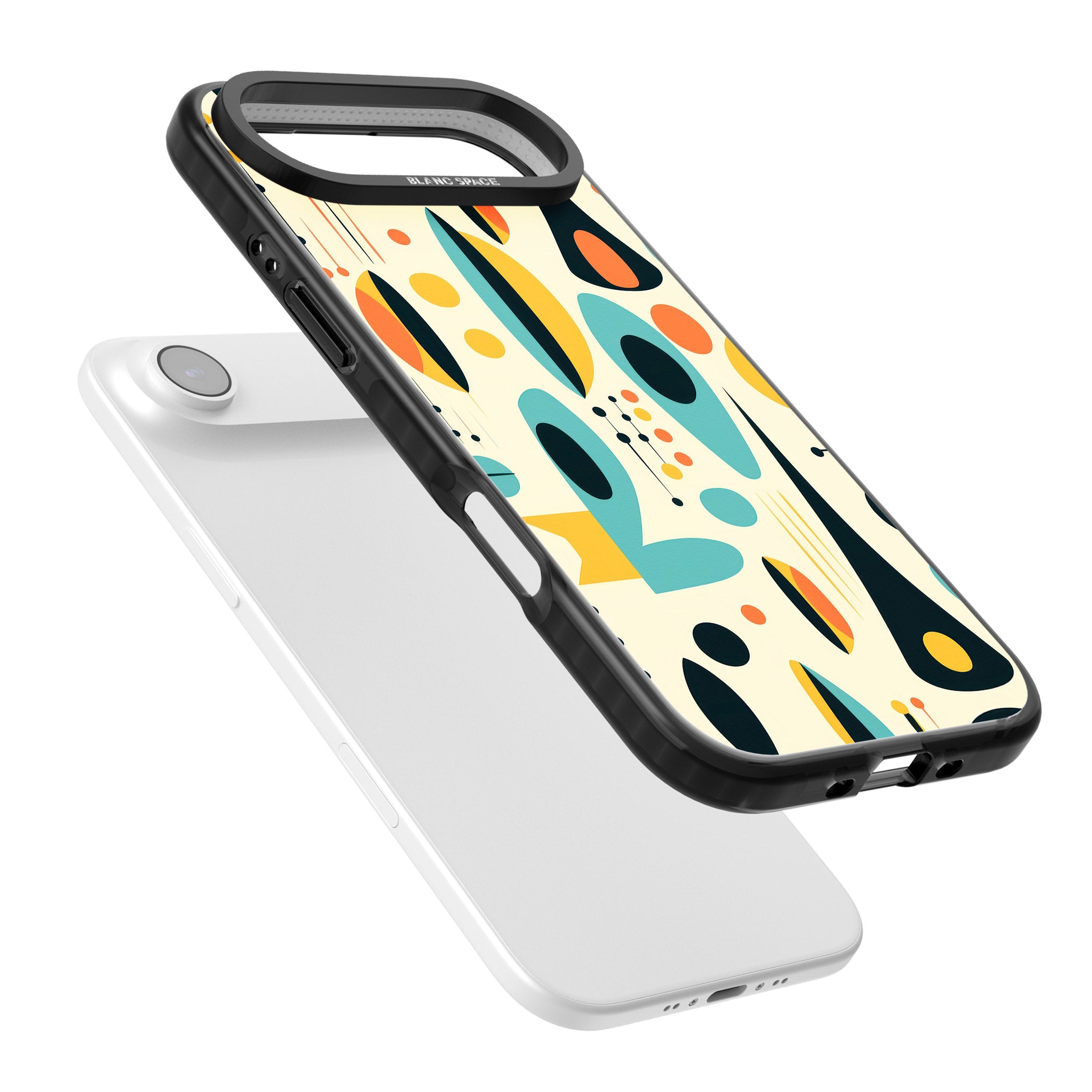 Mid Century Atomic Pattern iPhone 17 Air Impact Pro Black Phone Case Colours