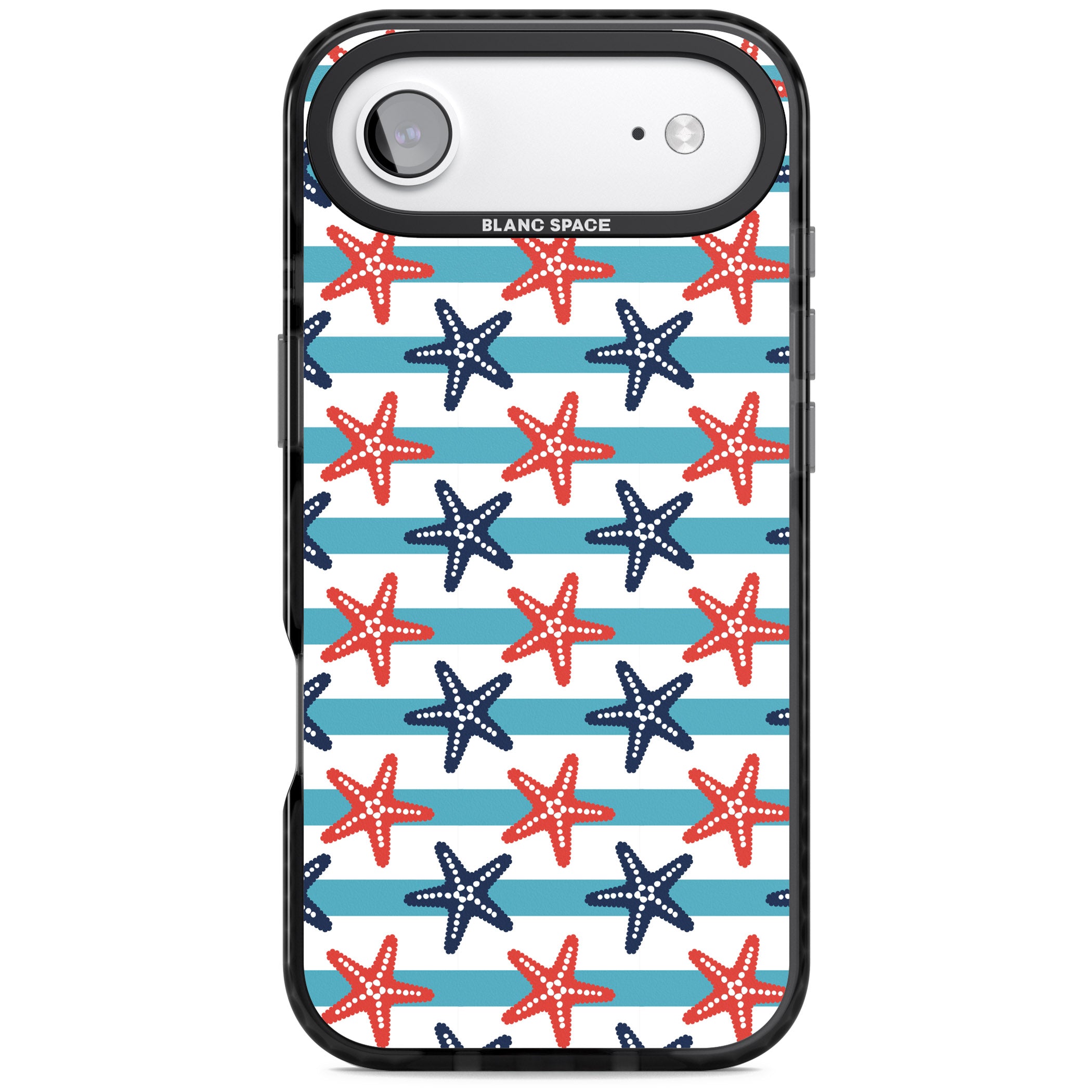 Nautical Starfish Stripe iPhone 17 Air Impact Pro Black Phone Case
