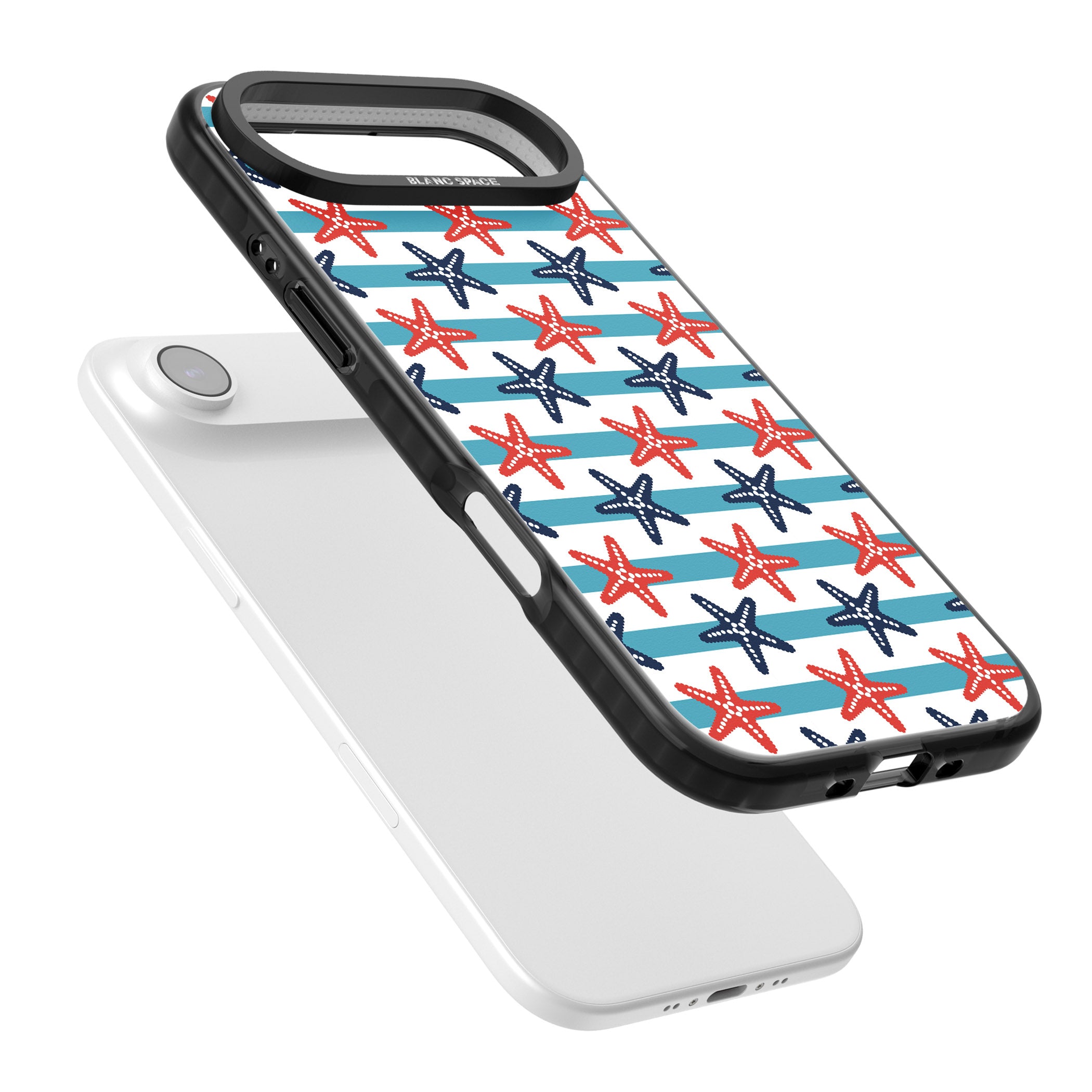Nautical Starfish Stripe iPhone 17 Air Impact Pro Black Phone Case Colours