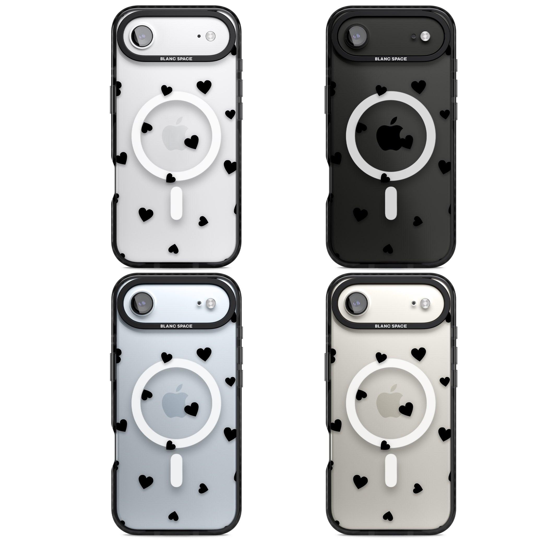 Black Hearts iPhone 17 Air Impact Pro Black Phone Case APT Impact Protection