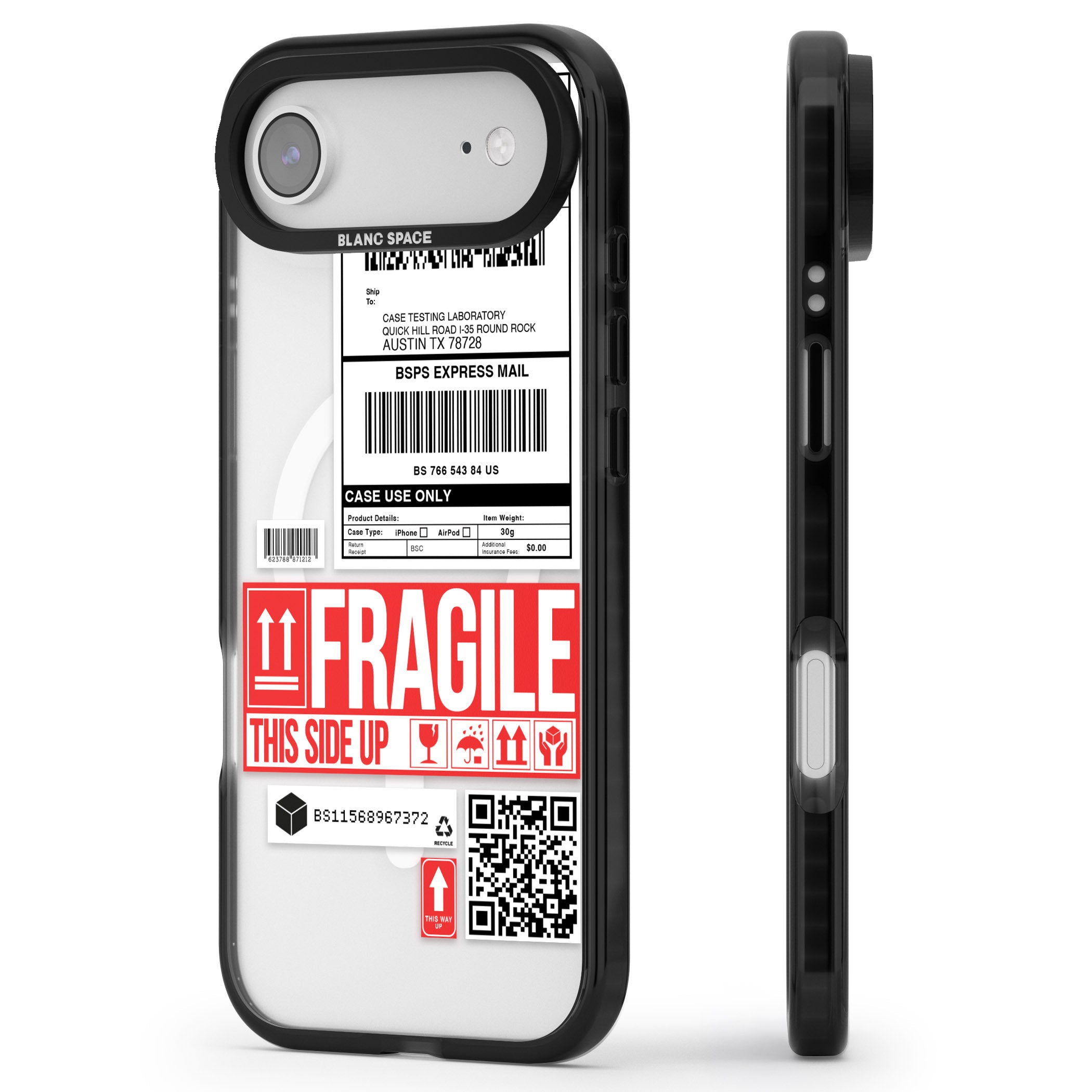 Shipping Label iPhone 17 Air Impact Pro Black Phone Case Side Profile