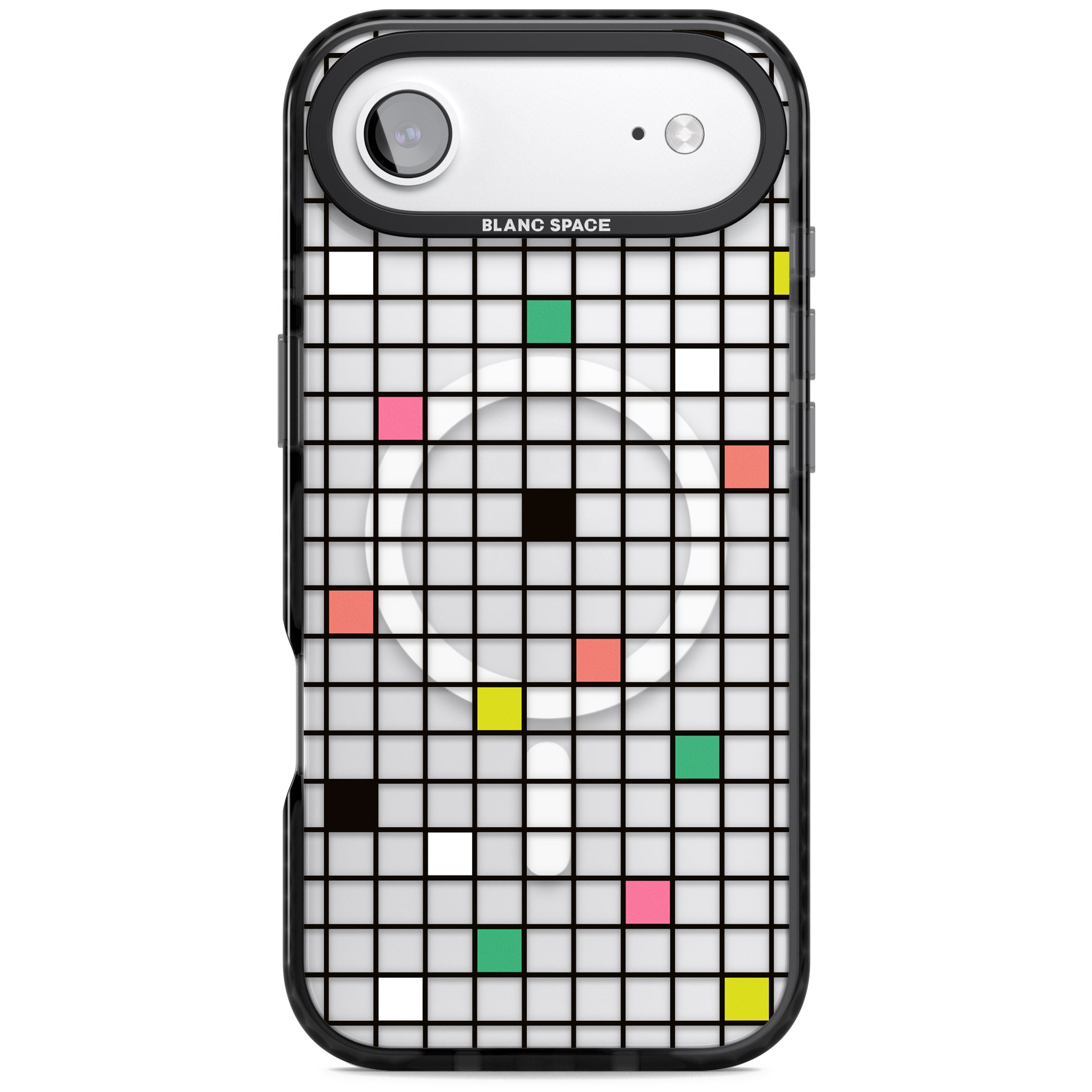 Vibrant Clear Geometric Grid iPhone 17 Air Impact Pro Black Phone Case