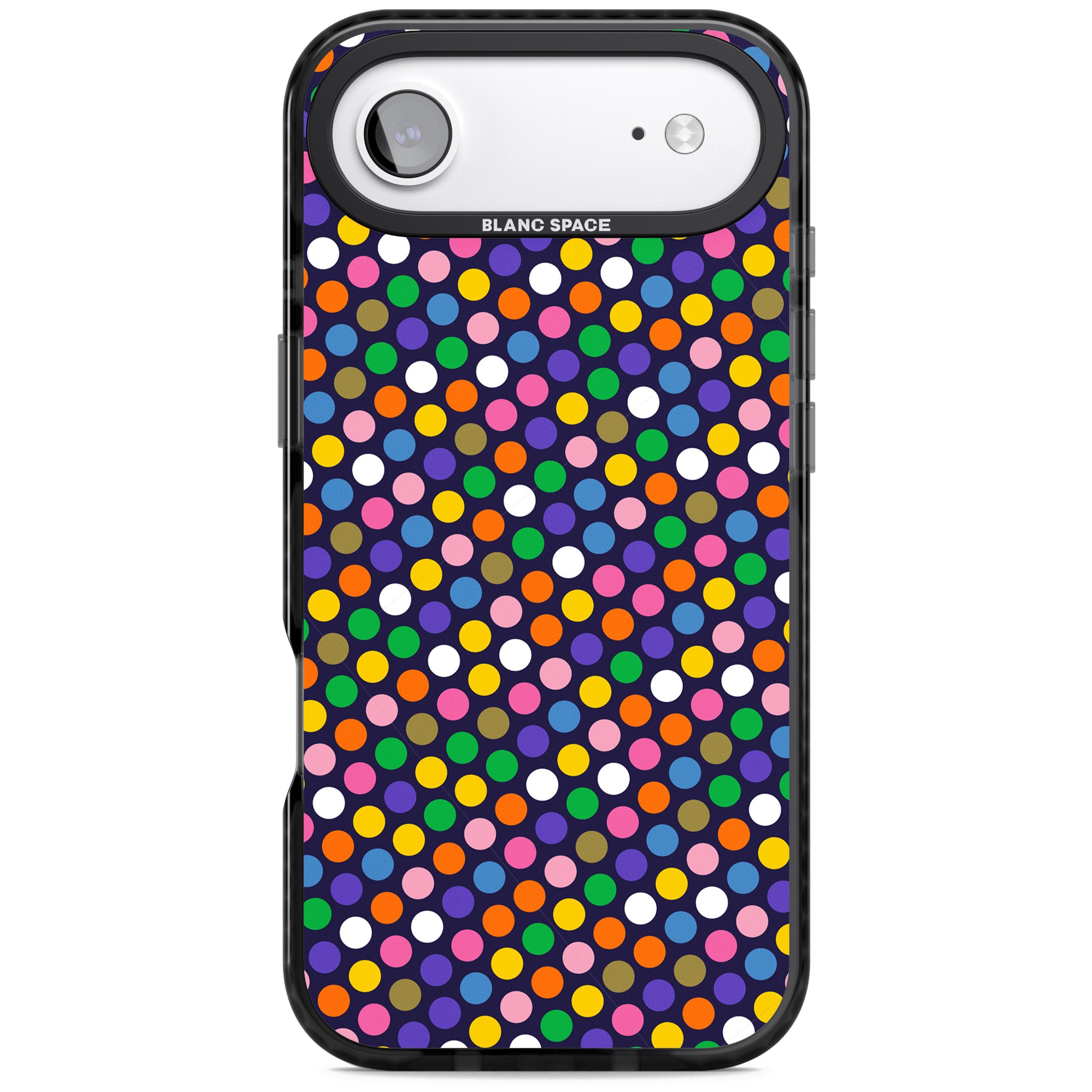 Multicolour Polka Dot Fiesta (Purple) iPhone 17 Air Impact Pro Black Phone Case