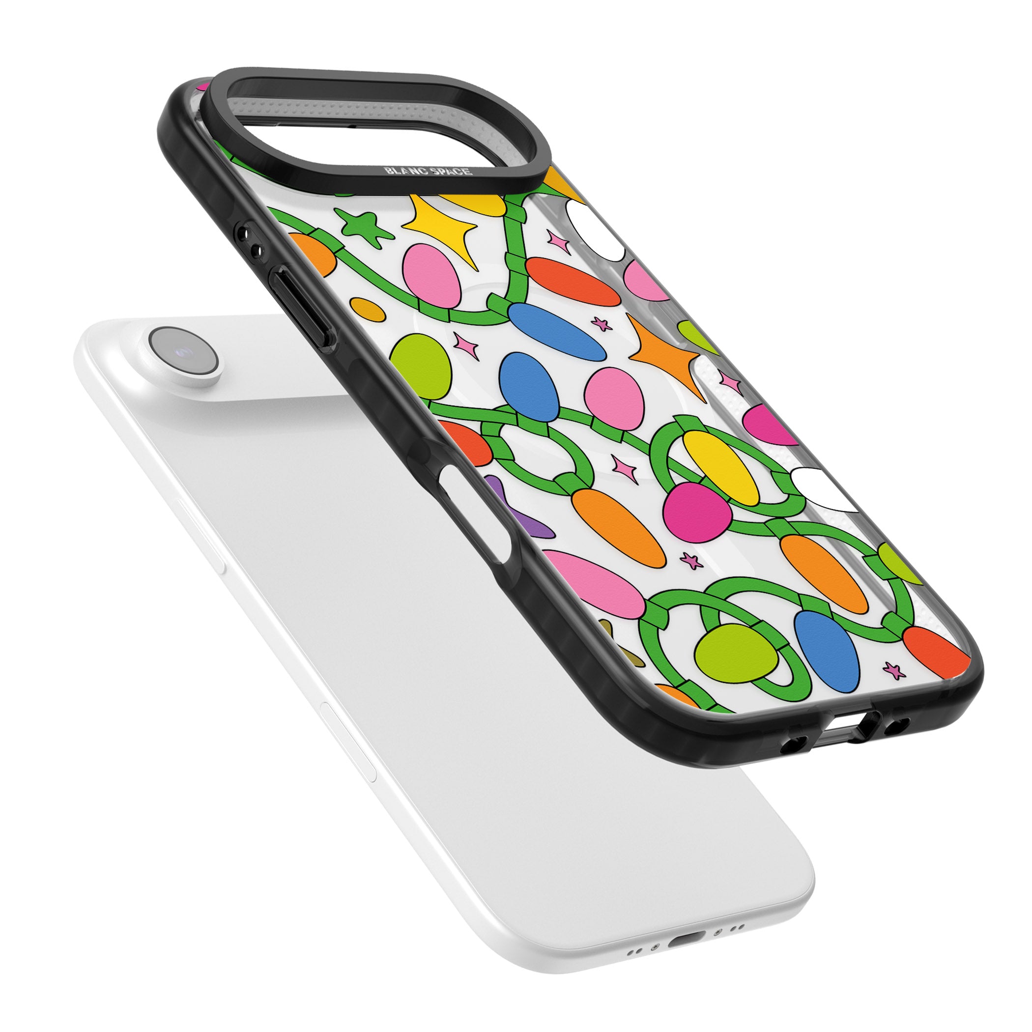 Festive Lights Pattern iPhone 17 Air Impact Pro Black Phone Case Colours