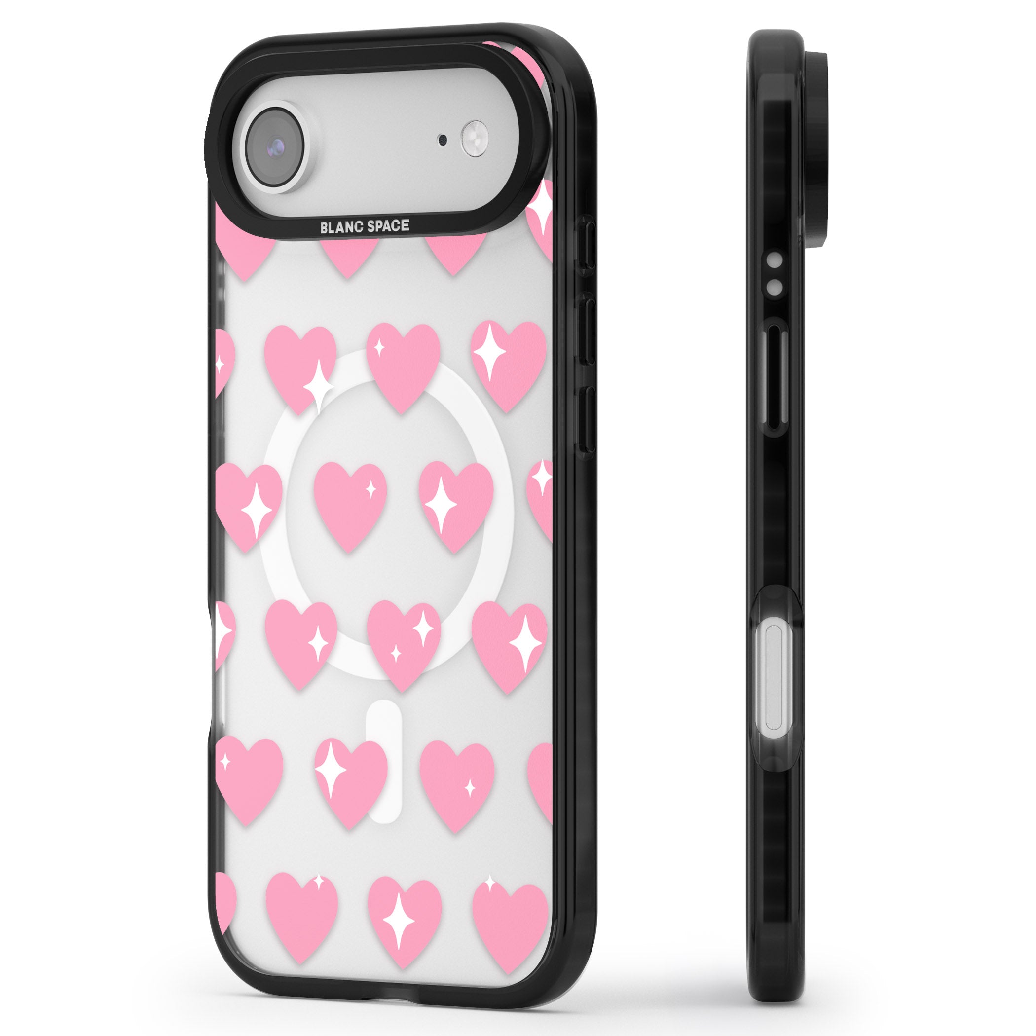 Sweet Hearts iPhone 17 Air Impact Pro Black Phone Case Side Profile