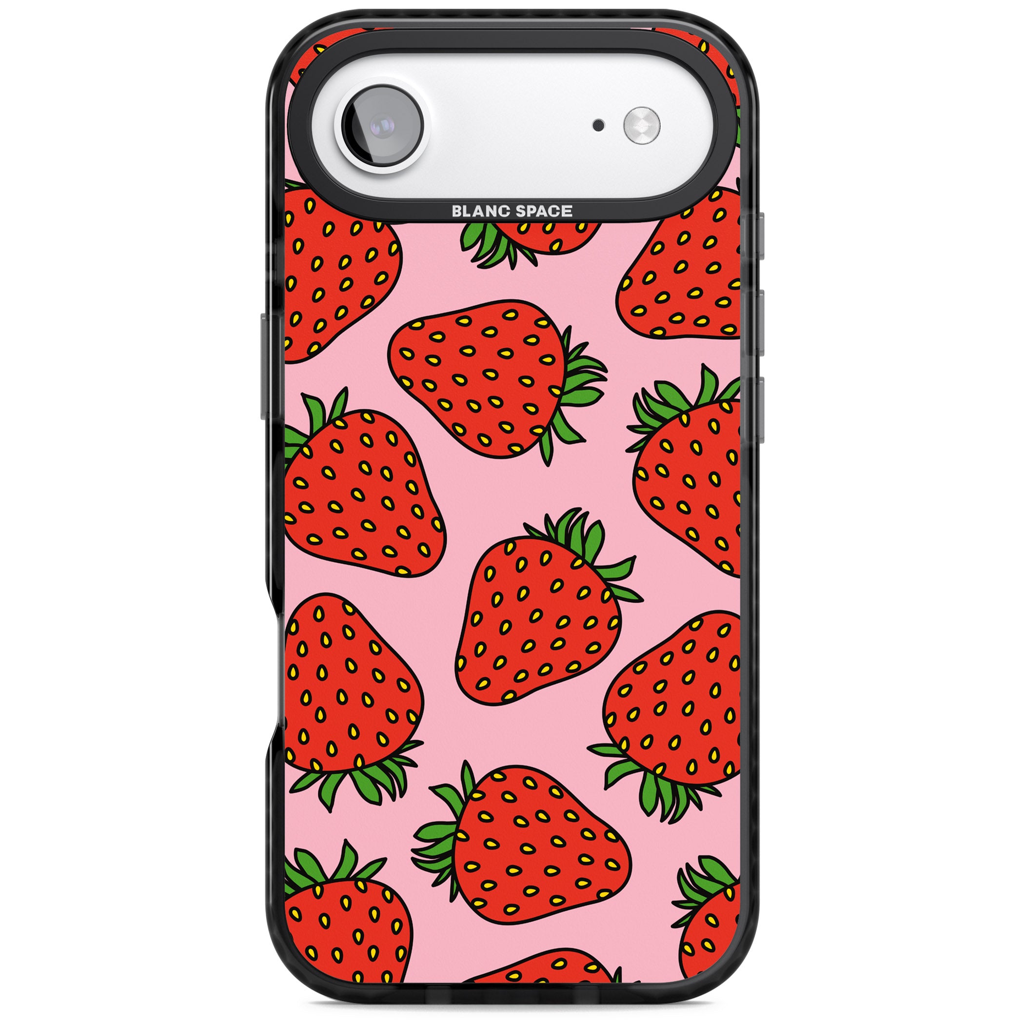 Strawberry Pattern (Pink) iPhone 17 Air Impact Pro Black Phone Case
