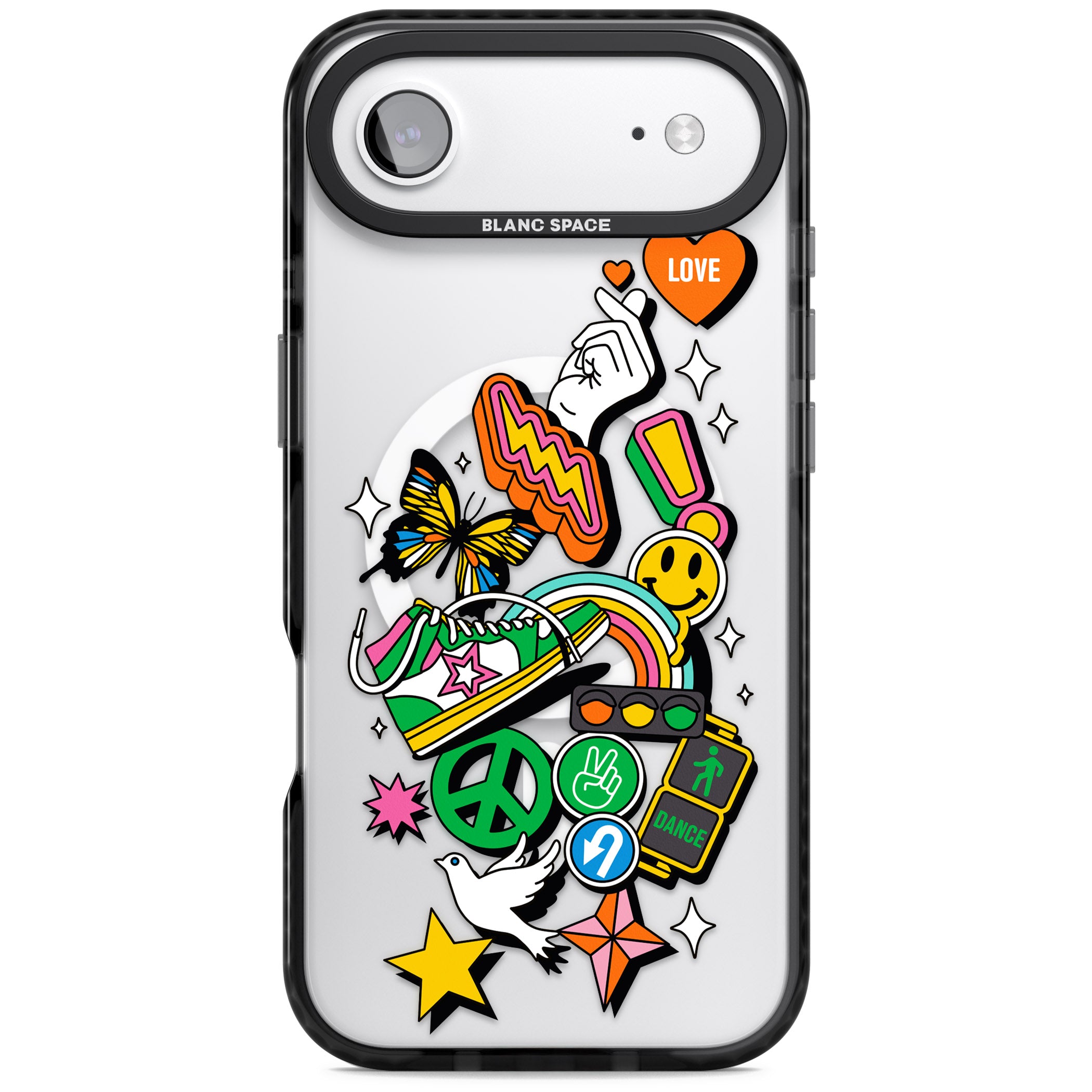 Nostalgic Sticker Collage iPhone 17 Air Impact Pro Black Phone Case