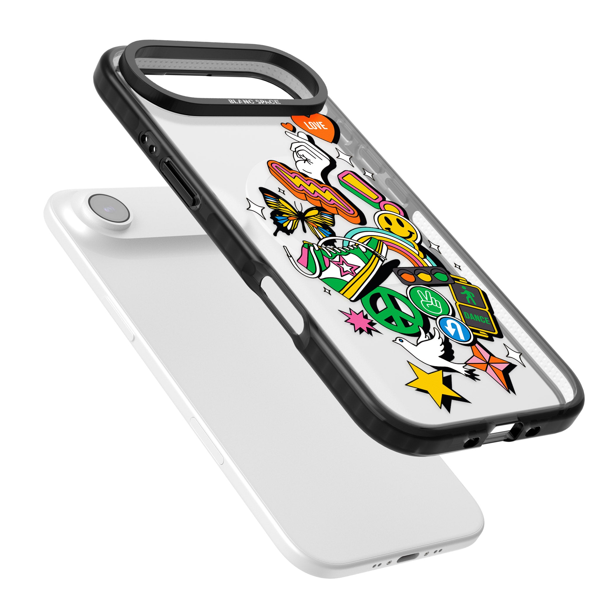 Nostalgic Sticker Collage iPhone 17 Air Impact Pro Black Phone Case Colours