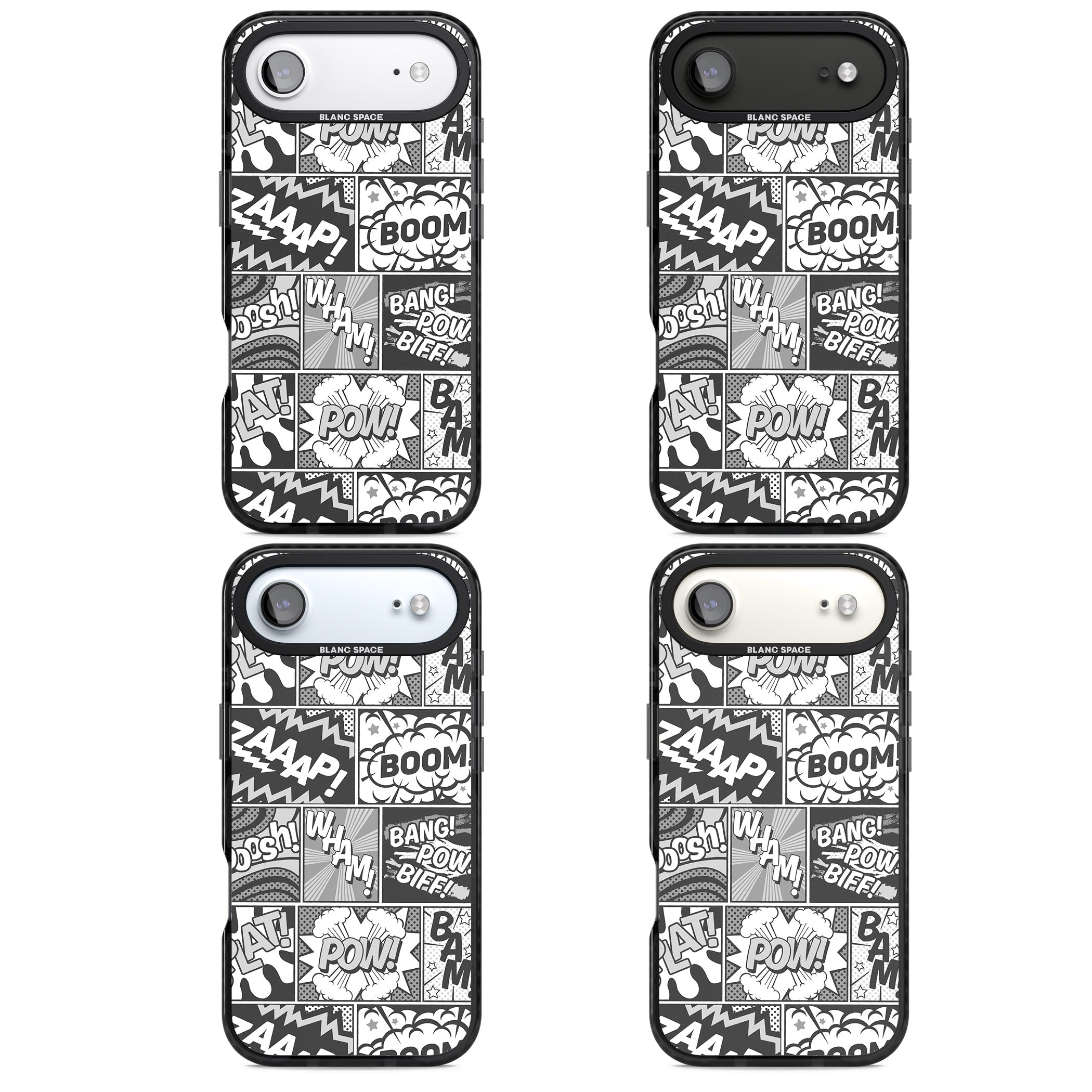 Onomatopoeia (Black & White) iPhone 17 Air Impact Pro Black Phone Case APT Impact Protection
