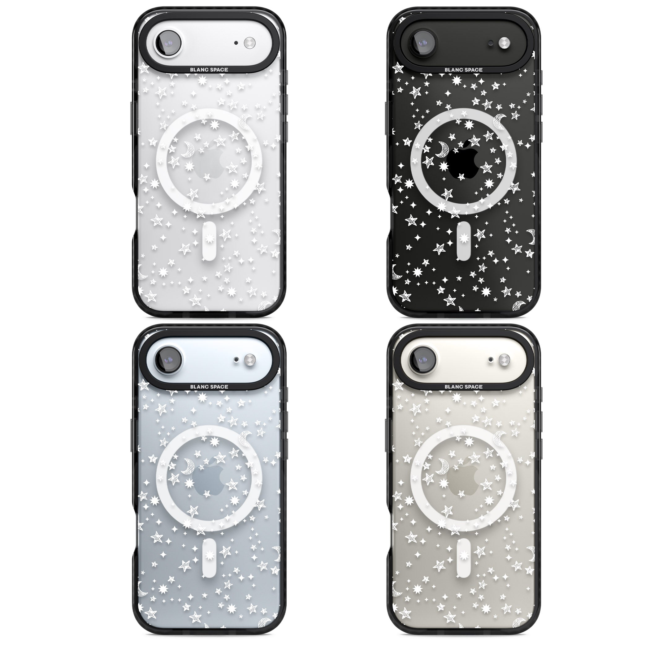 White Cosmic Galaxy Pattern iPhone 17 Air Impact Pro Black Phone Case APT Impact Protection