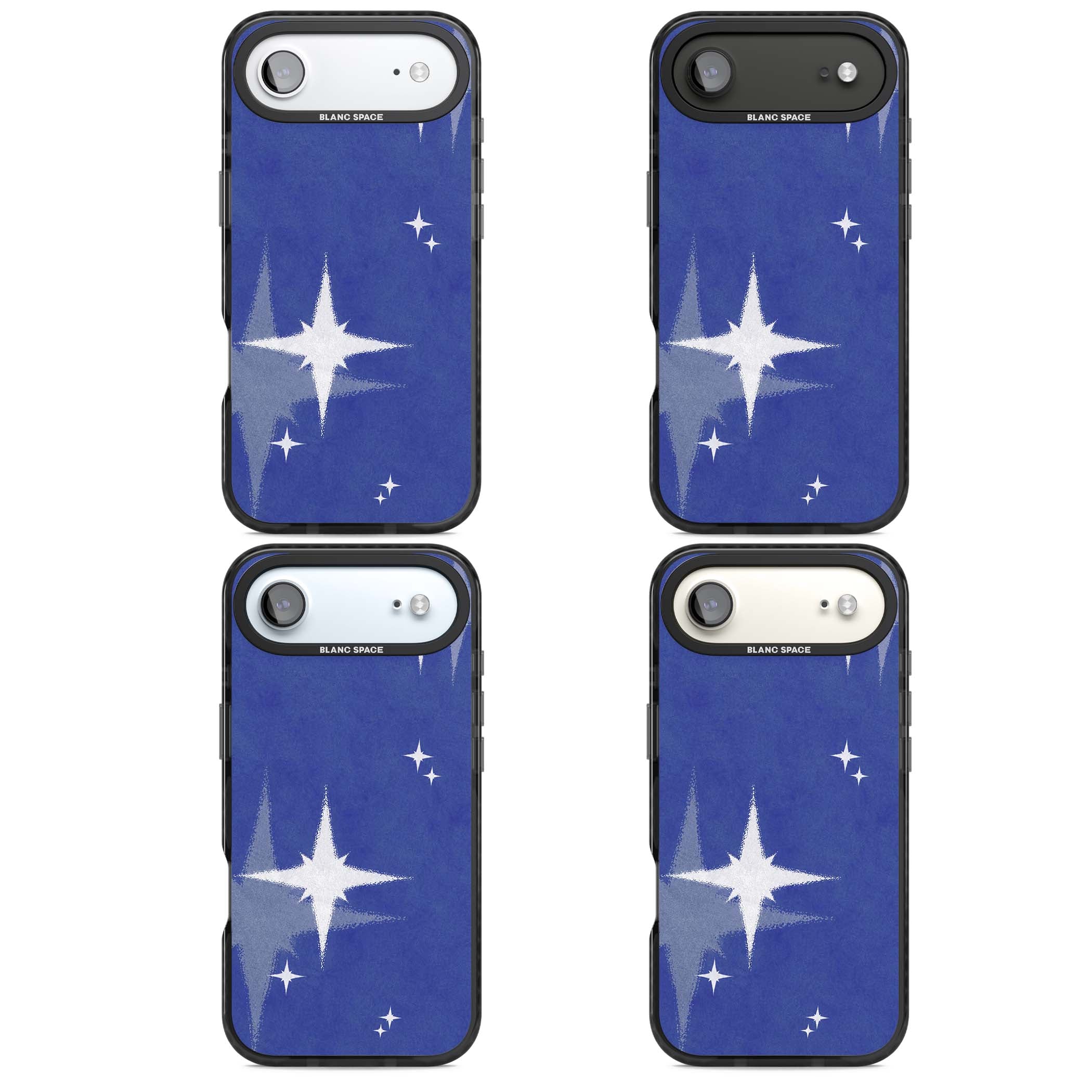 Blue Sparkle celestial iPhone case featuring sparkling silver stars on a deep blue painterly night sky | Black Impact Magsafe case for iPhone Air