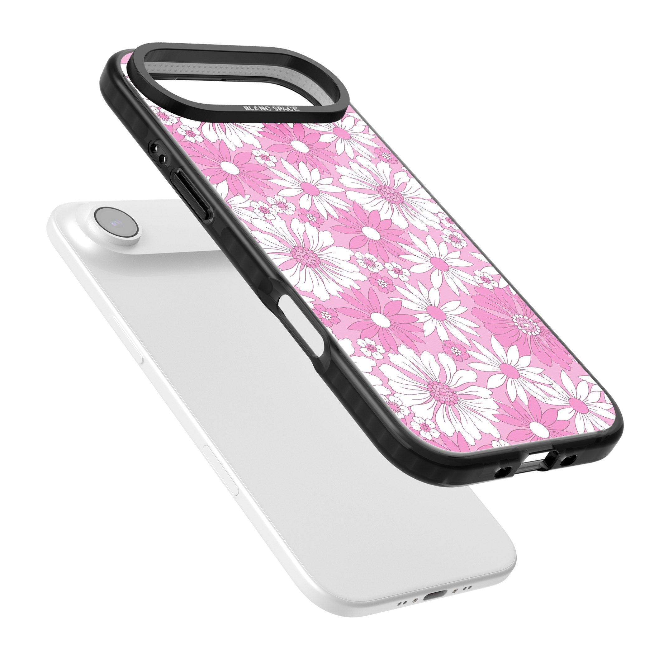 Pink White Flowers iPhone 17 Air Impact Pro Black Phone Case Colours