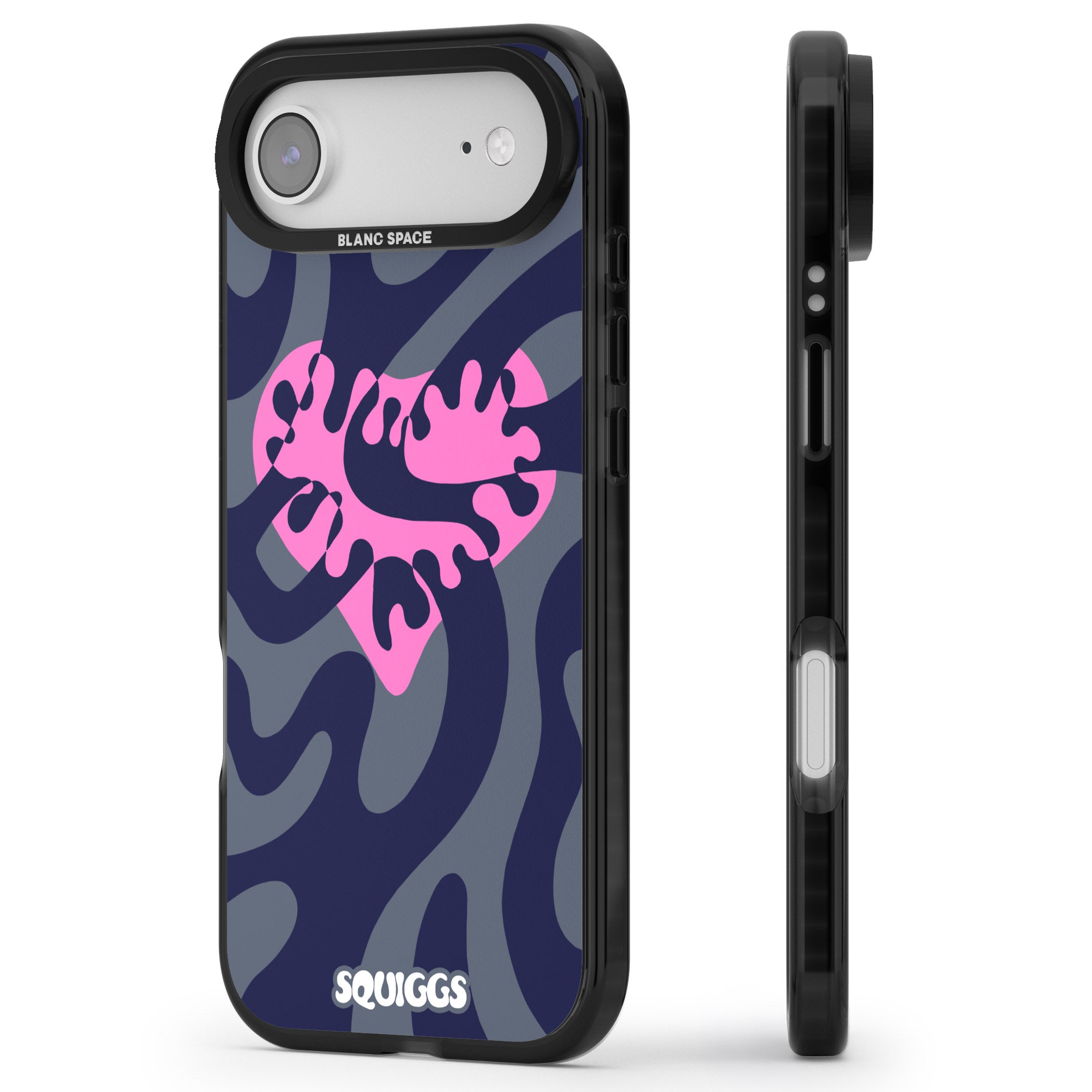 Abstract Heart iPhone 17 Air Impact Pro Black Phone Case Side Profile