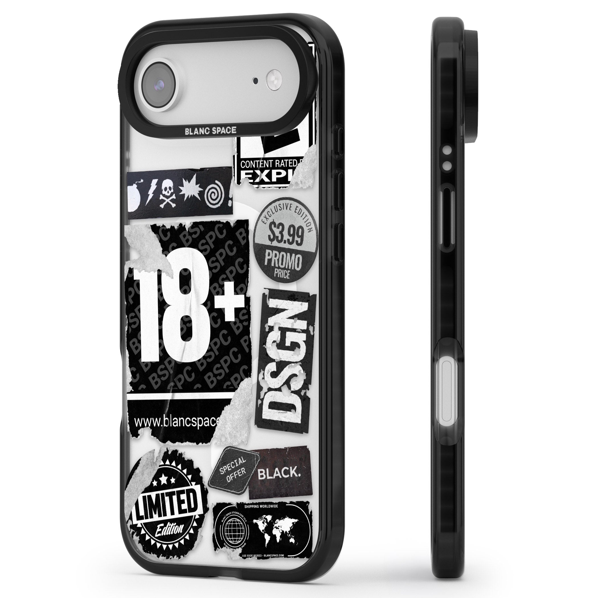 Black Sticker Mix iPhone 17 Air Impact Pro Black Phone Case Side Profile