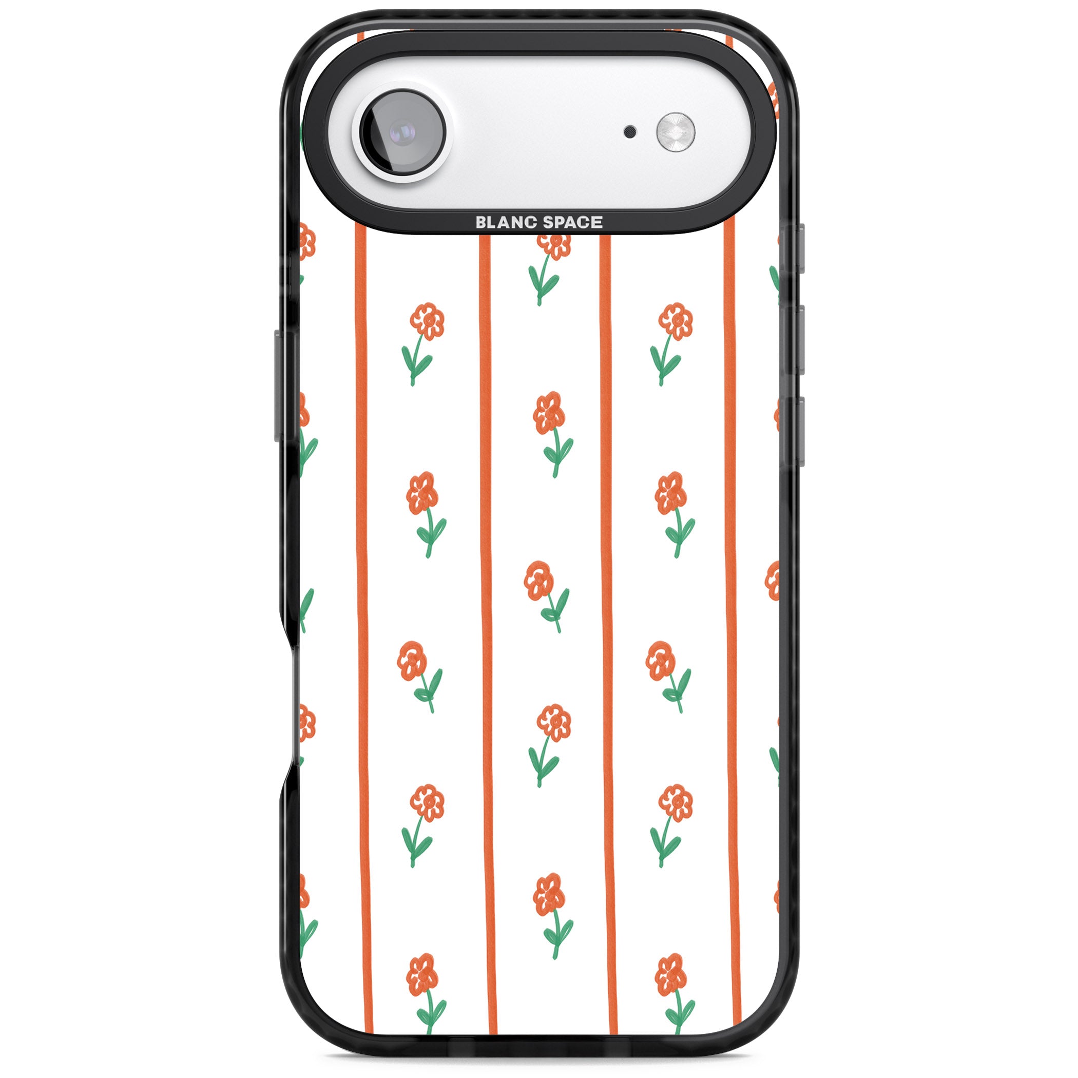 Minimal Floral Stripe iPhone 17 Air Impact Pro Black Phone Case