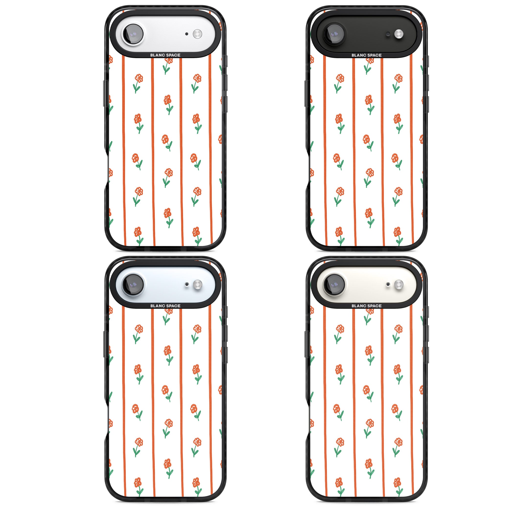 Minimal Floral Stripe iPhone 17 Air Impact Pro Black Phone Case APT Impact Protection