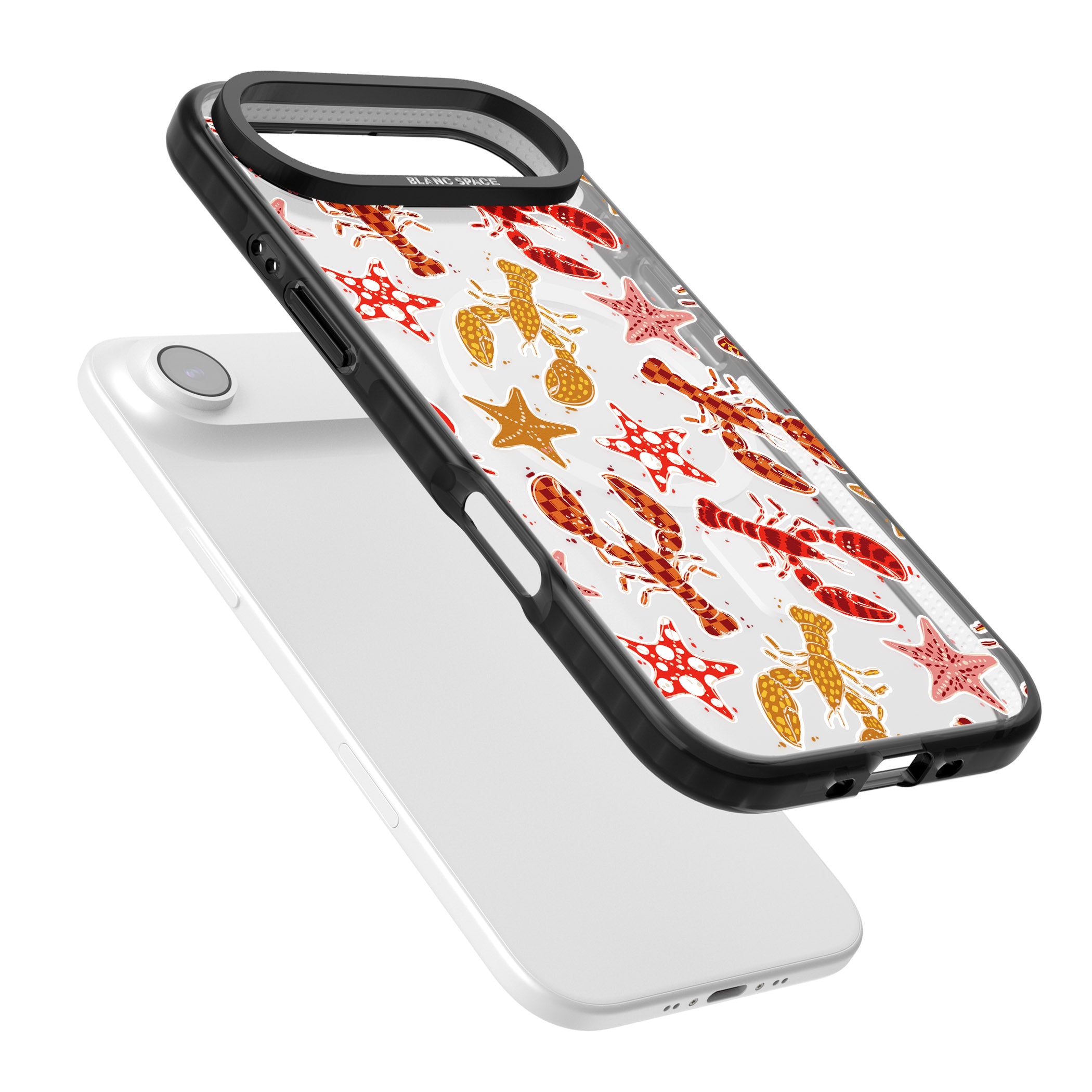 Lobster & Starfish Coastal Pattern iPhone 17 Air Impact Pro Black Phone Case Colours