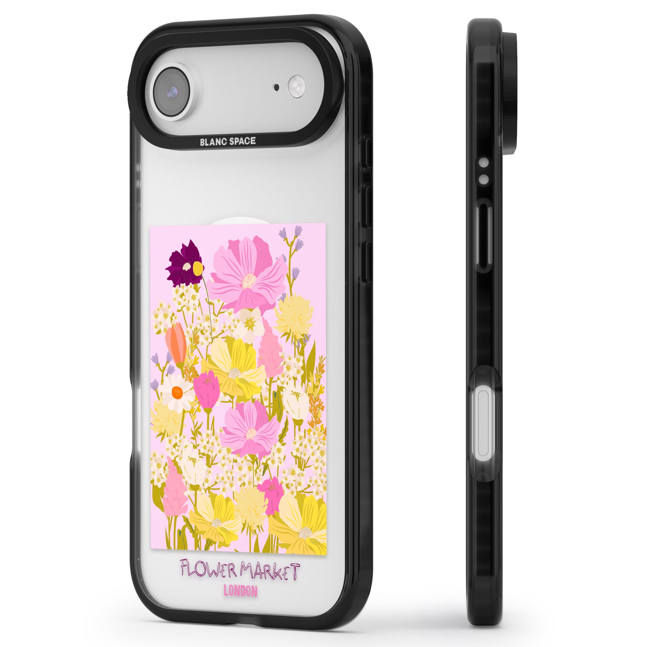 Flower Market iPhone 17 Air Impact Pro Black Phone Case Side Profile