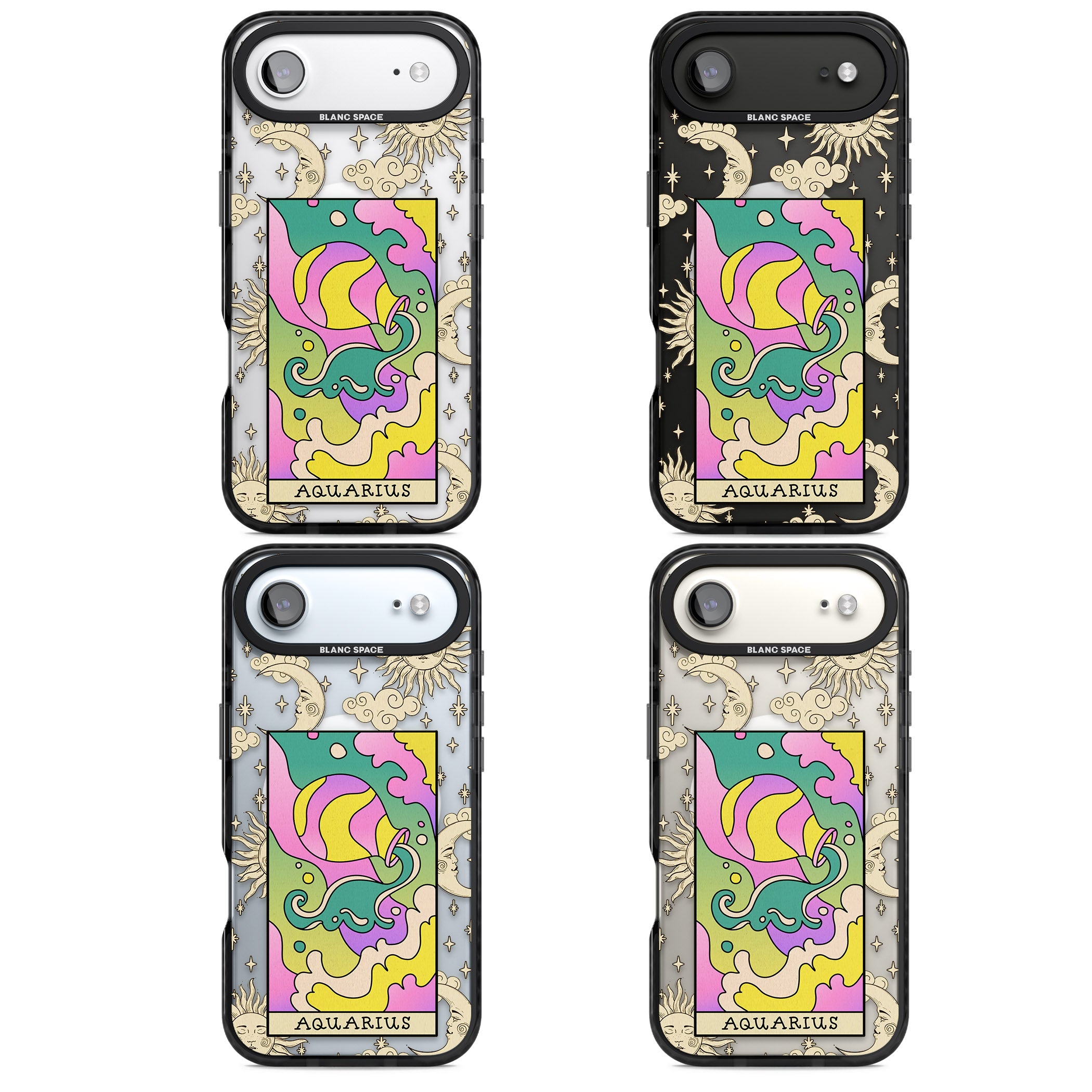 Celestial Zodiac Aquarius iPhone 17 Air Impact Pro Black Phone Case APT Impact Protection