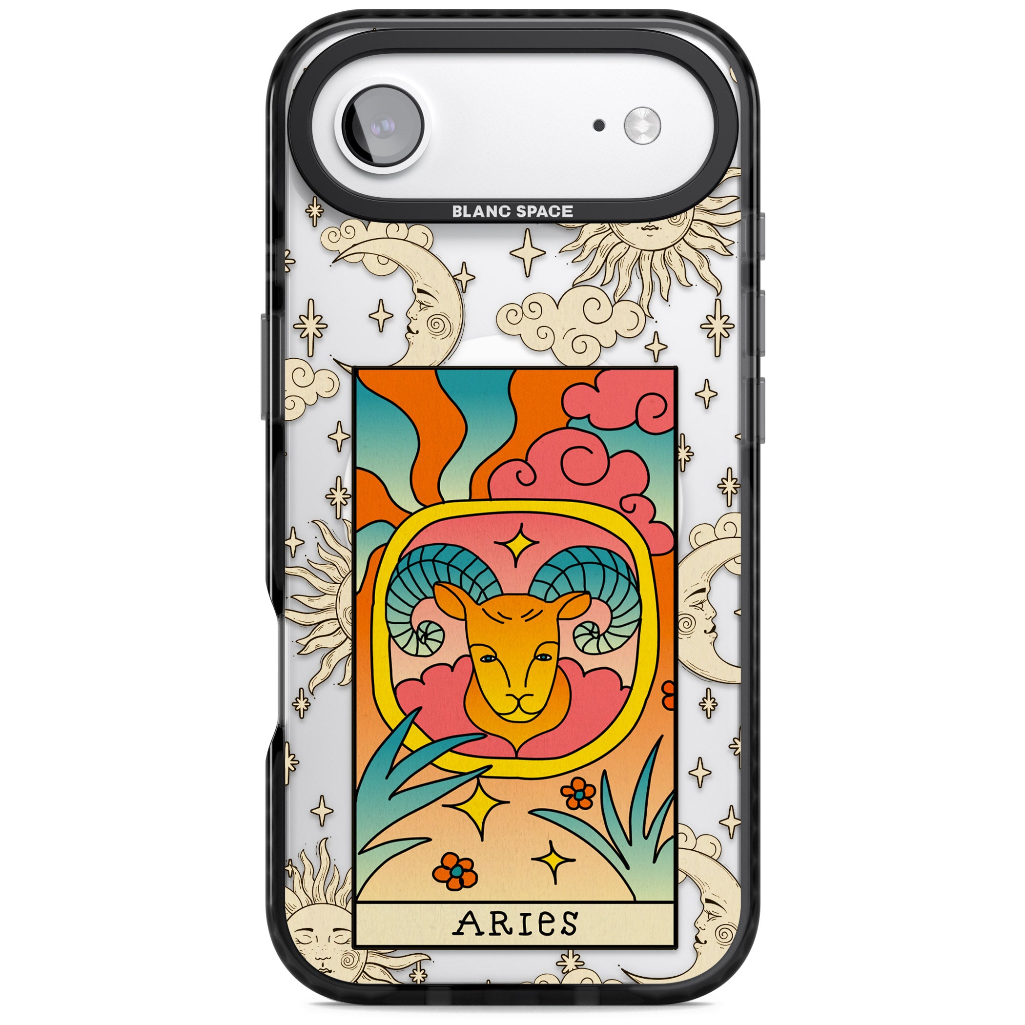 Celestial Zodiac Aries iPhone 17 Air Impact Pro Black Phone Case