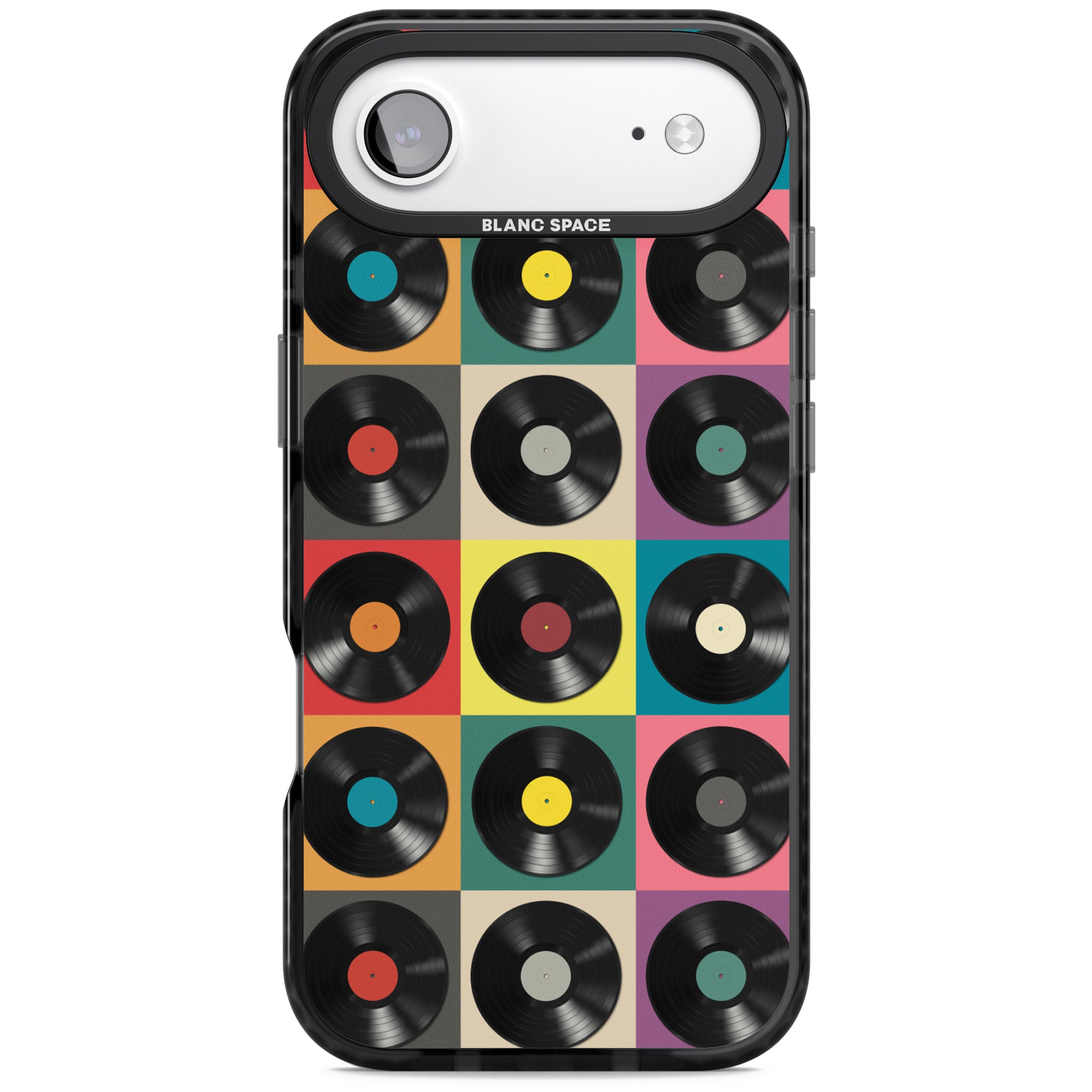 Vinyl Record Pattern iPhone 17 Air Impact Pro Black Phone Case