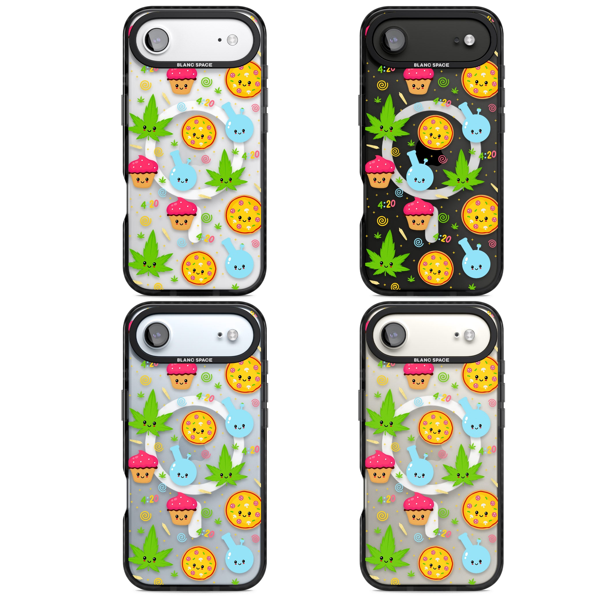 Kawaii Weed Pattern iPhone 17 Air Impact Pro Black Phone Case APT Impact Protection