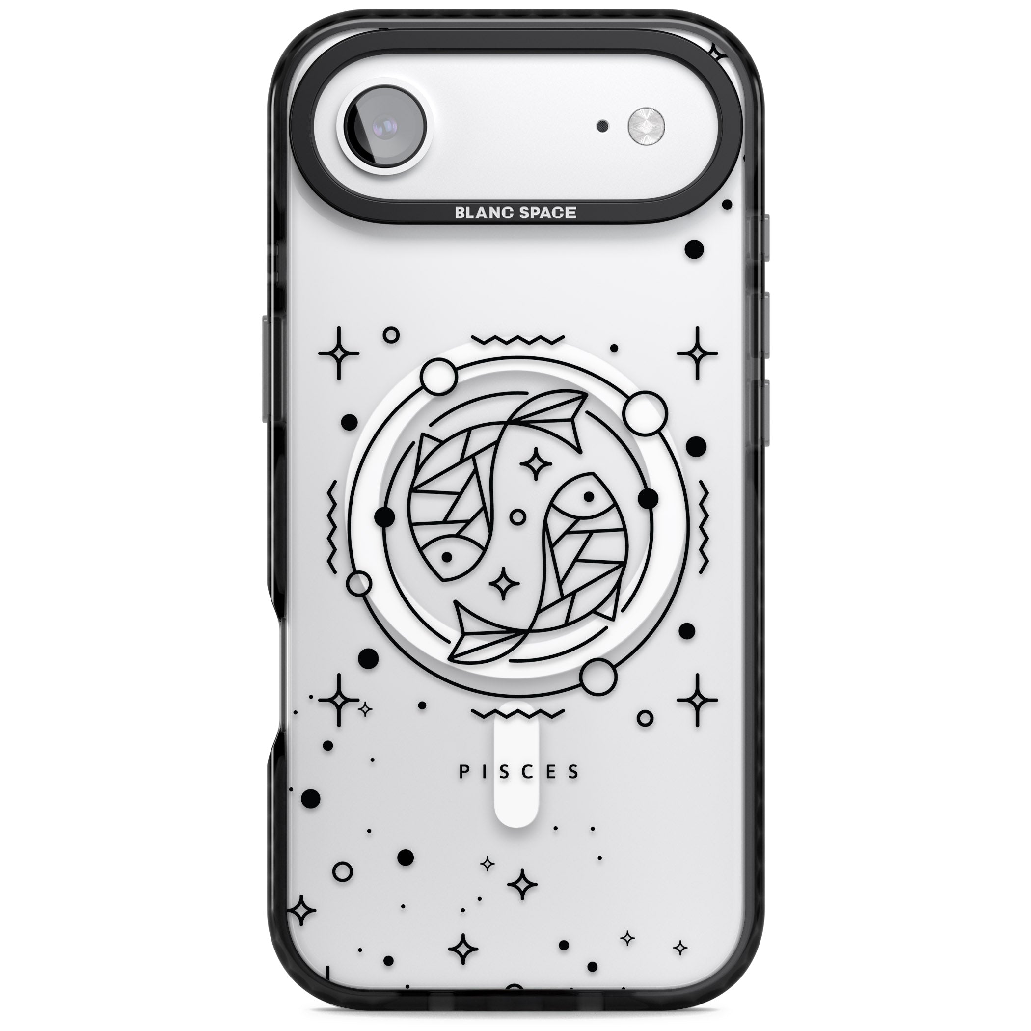 Pisces Emblem Transparent iPhone 17 Air Impact Pro Black Phone Case