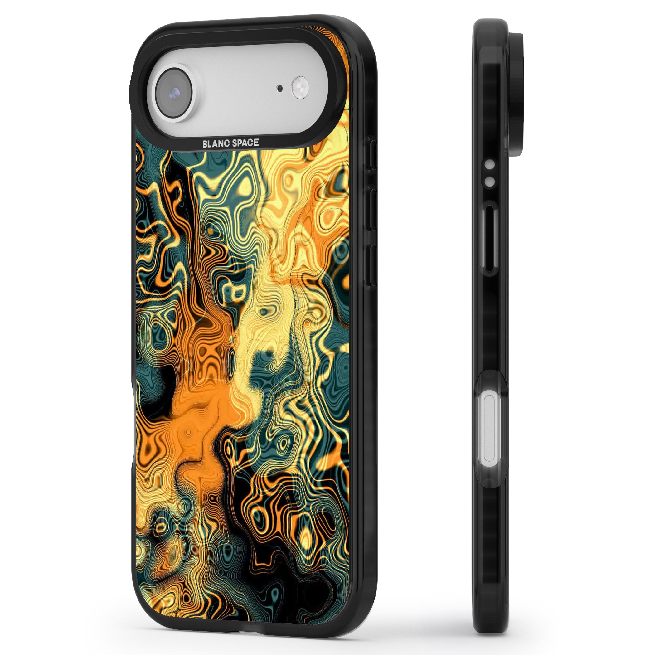 Gold Green Marble iPhone 17 Air Impact Black Phone Case Side Profile