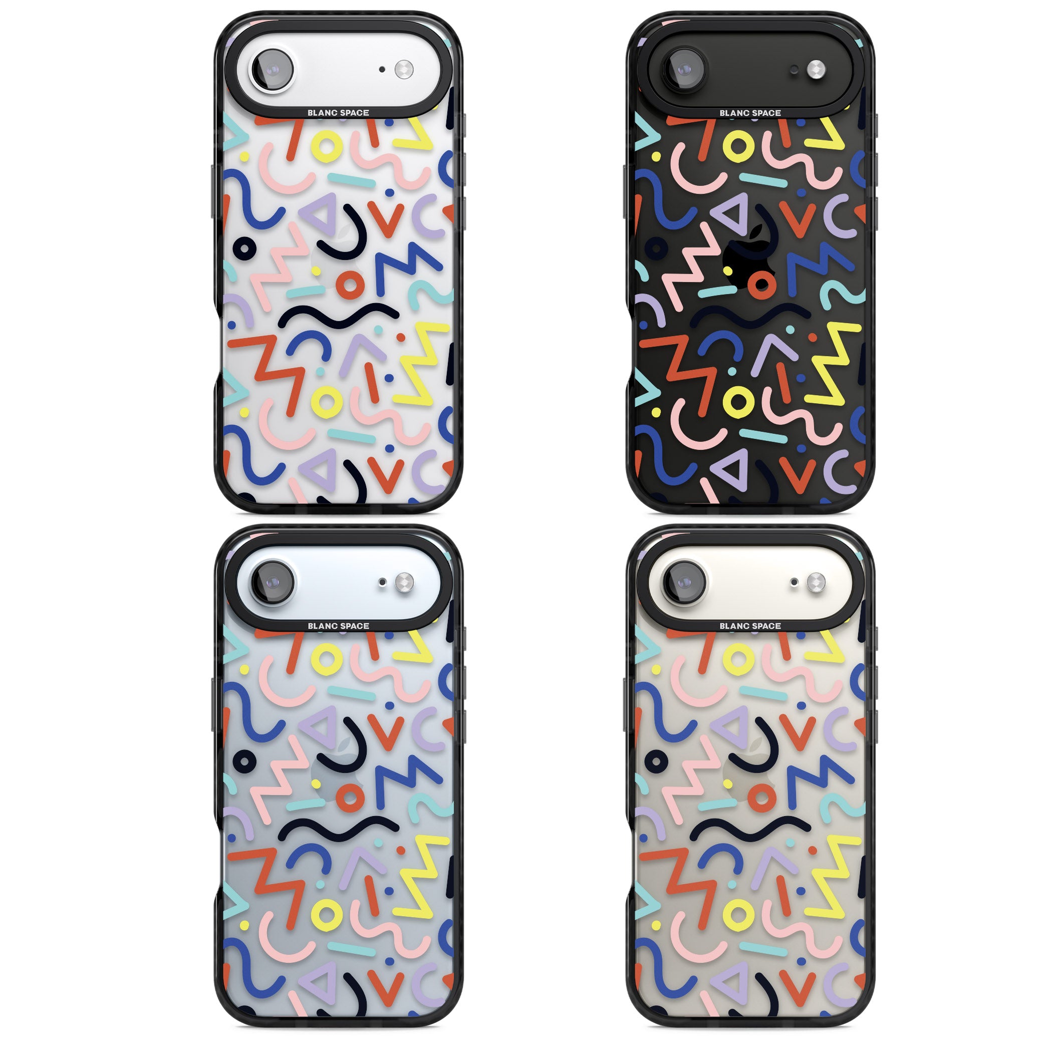 Memphis Retro Pattern iPhone 17 Air Impact Black Phone Case APT Impact Protection