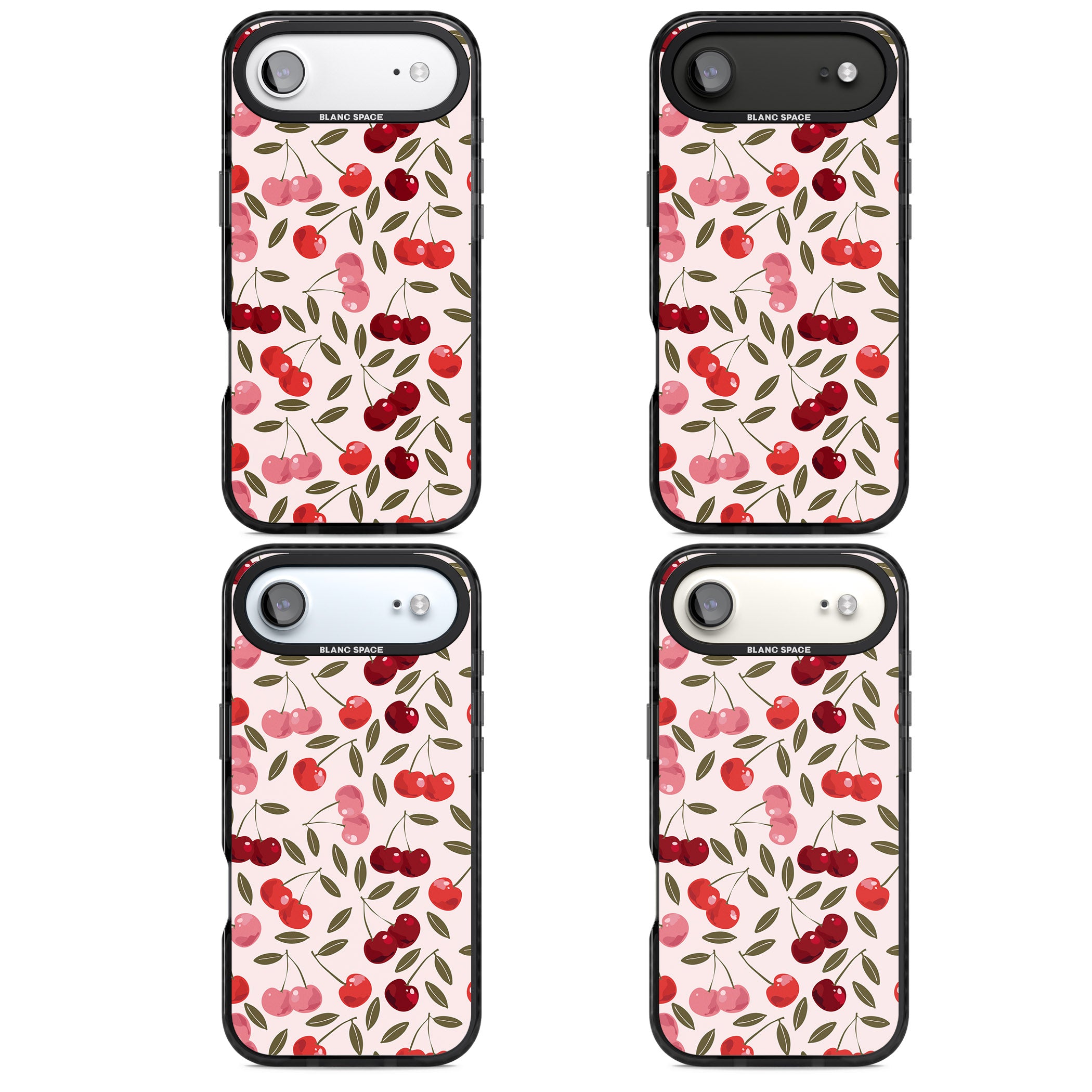 Fruity & Fun Patterns Cherries iPhone 17 Air Impact Black Phone Case APT Impact Protection
