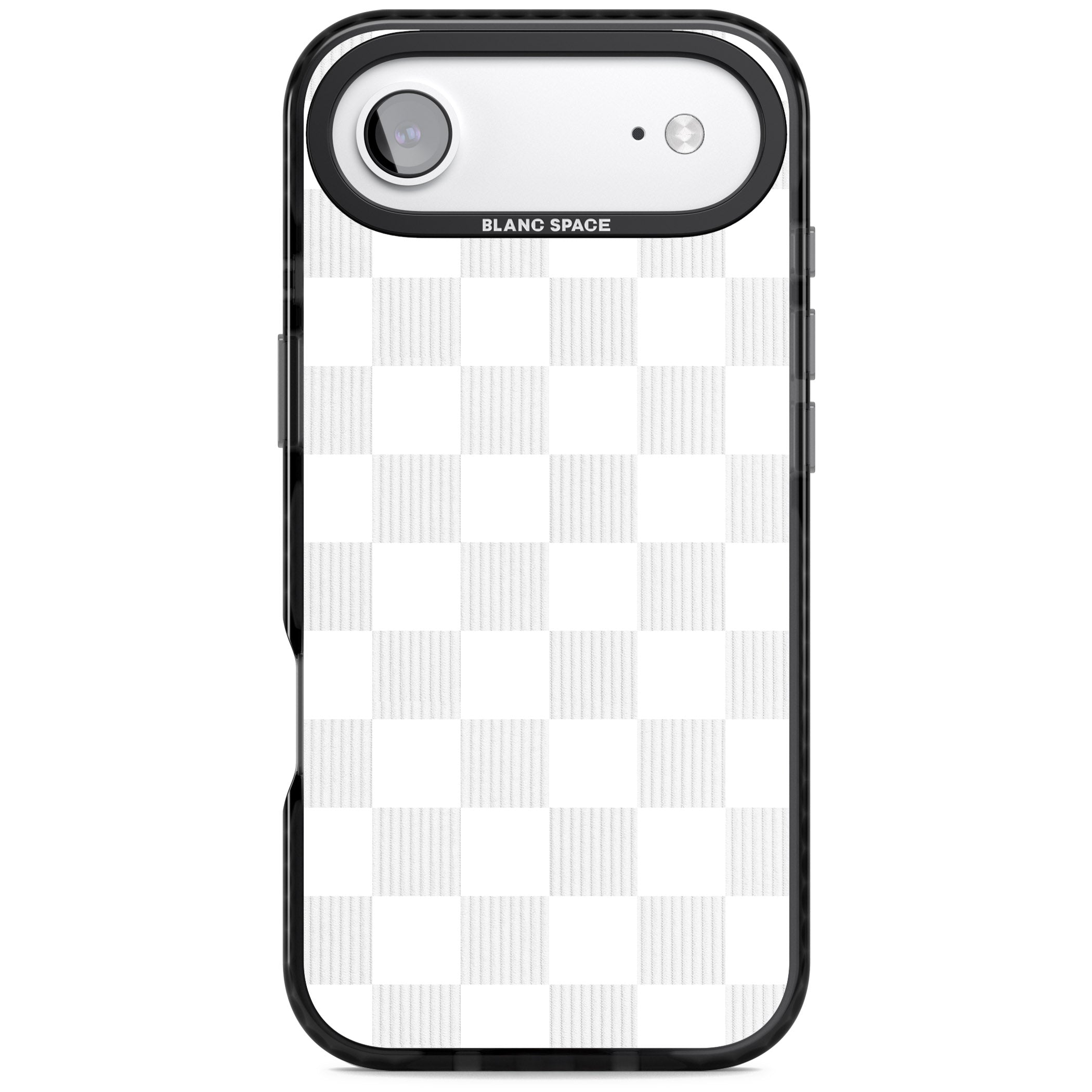 White Checkered iPhone 17 Air Impact Black Phone Case