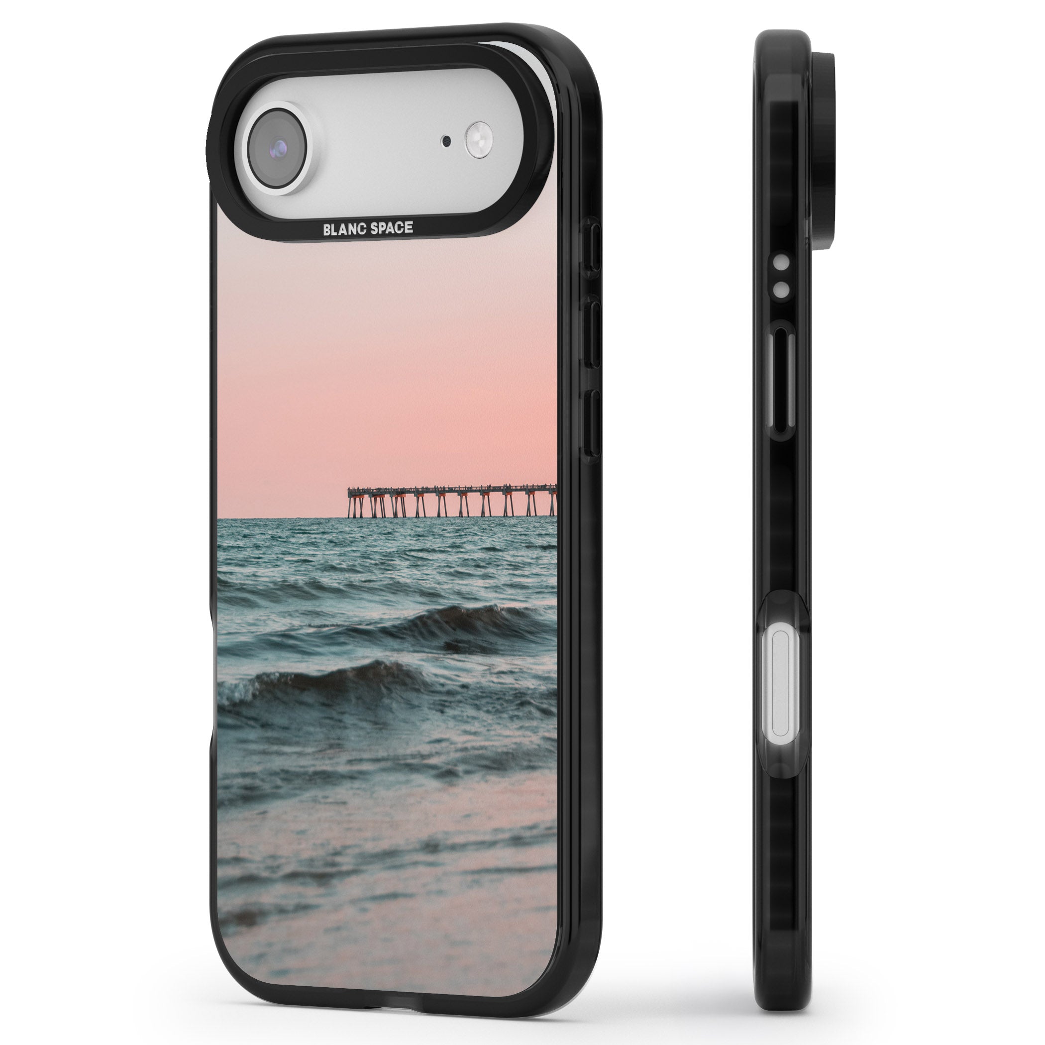 Sunset Pier iPhone 17 Air Impact Black Phone Case Side Profile