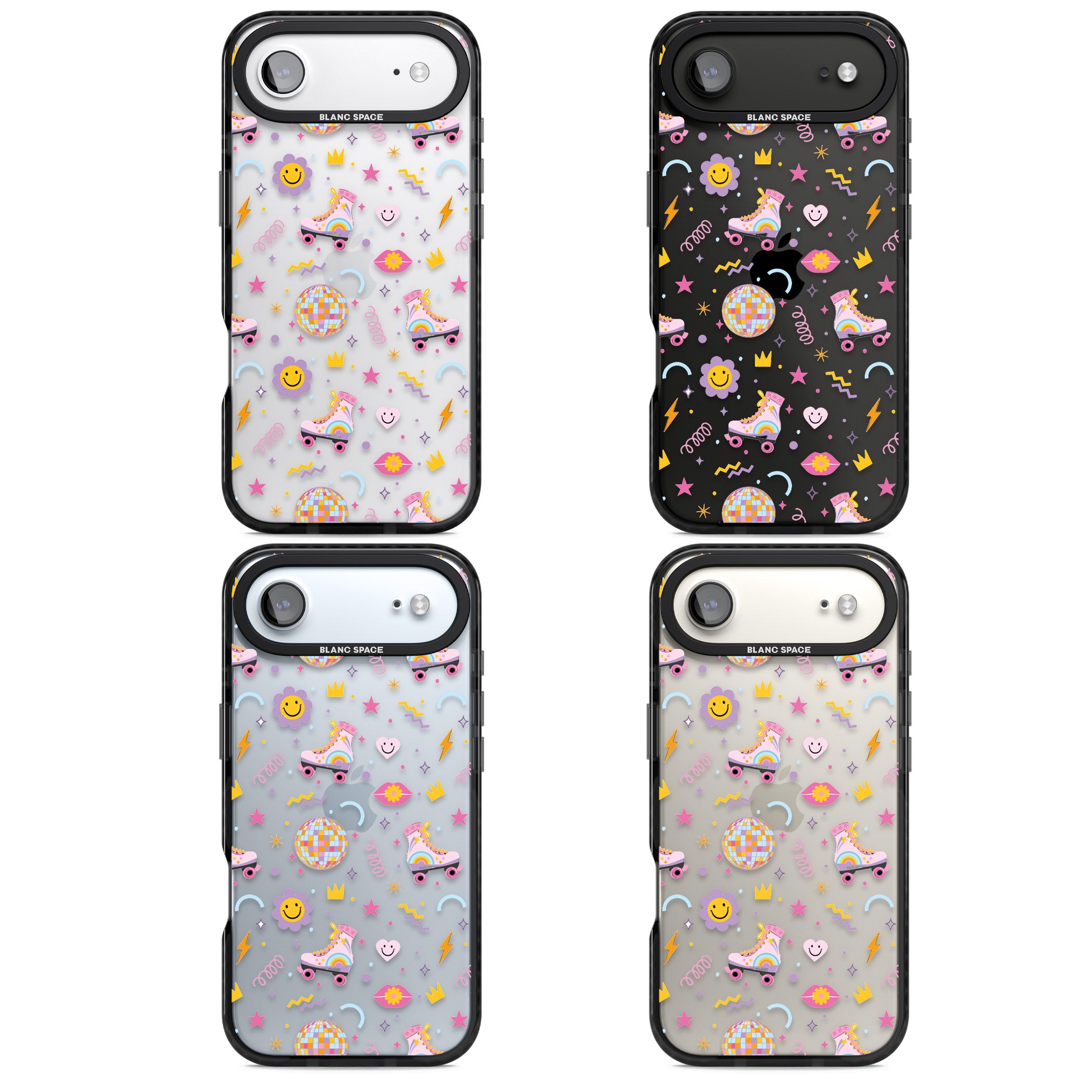 Roller Disco Pattern iPhone 17 Air Impact Black Phone Case APT Impact Protection