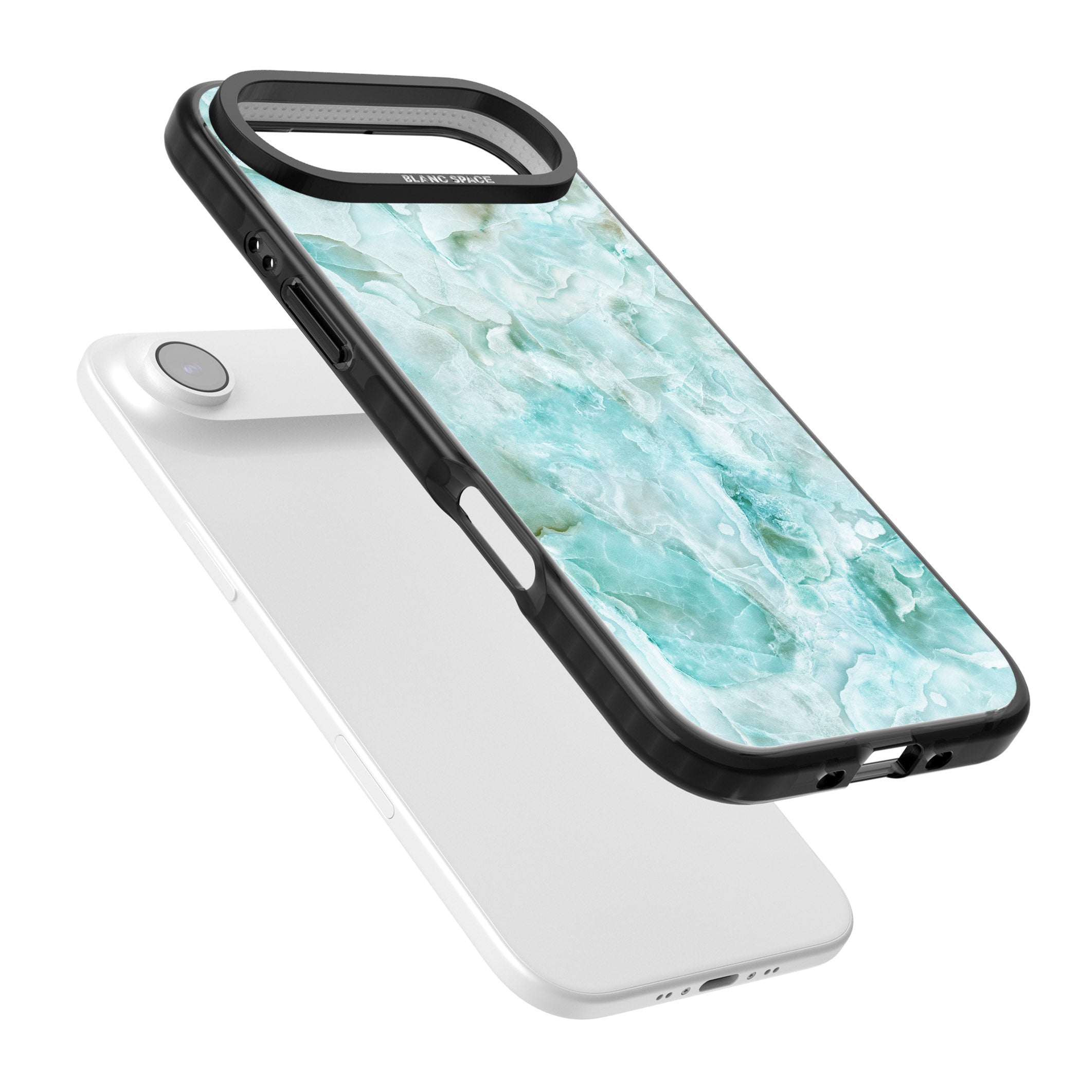 Aqua Onyx Marble iPhone 17 Air Impact Black Phone Case Colours