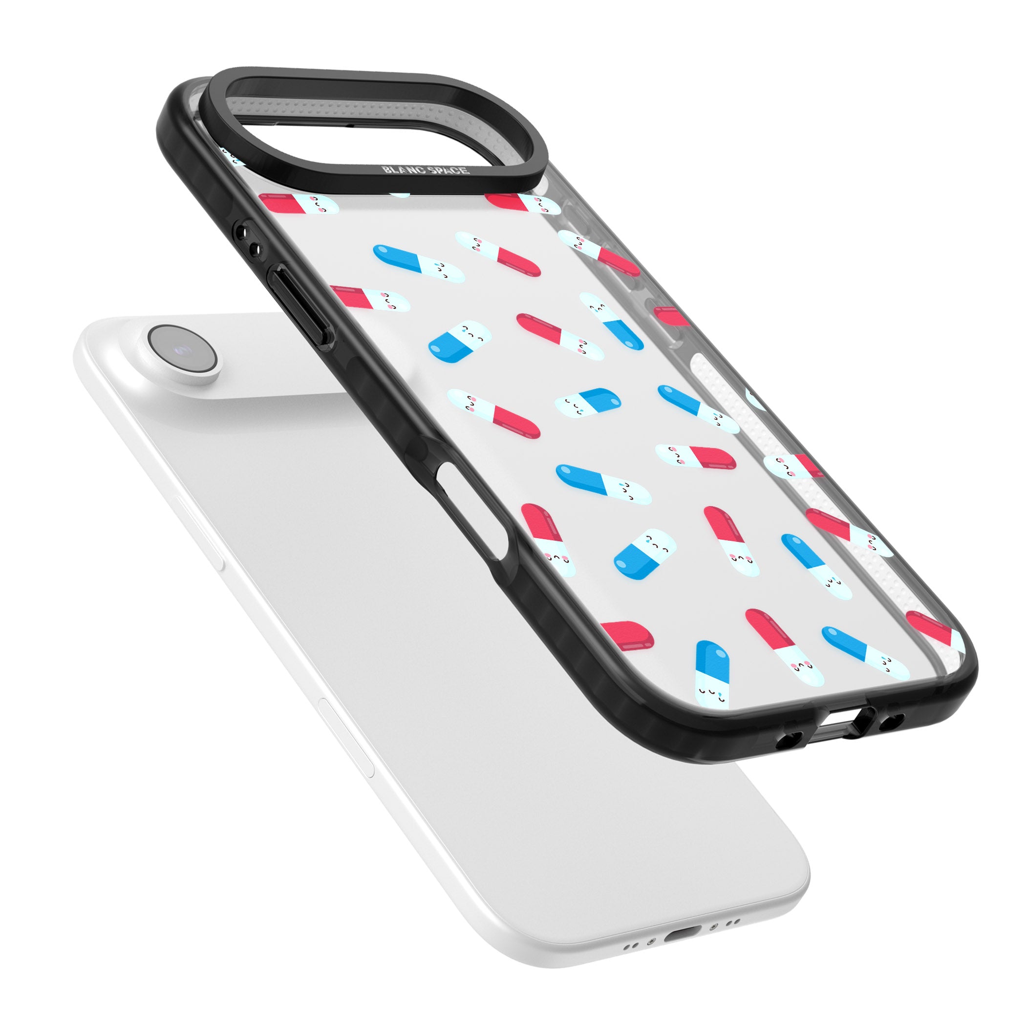 Kawaii Pill Pattern iPhone 17 Air Impact Black Phone Case Colours