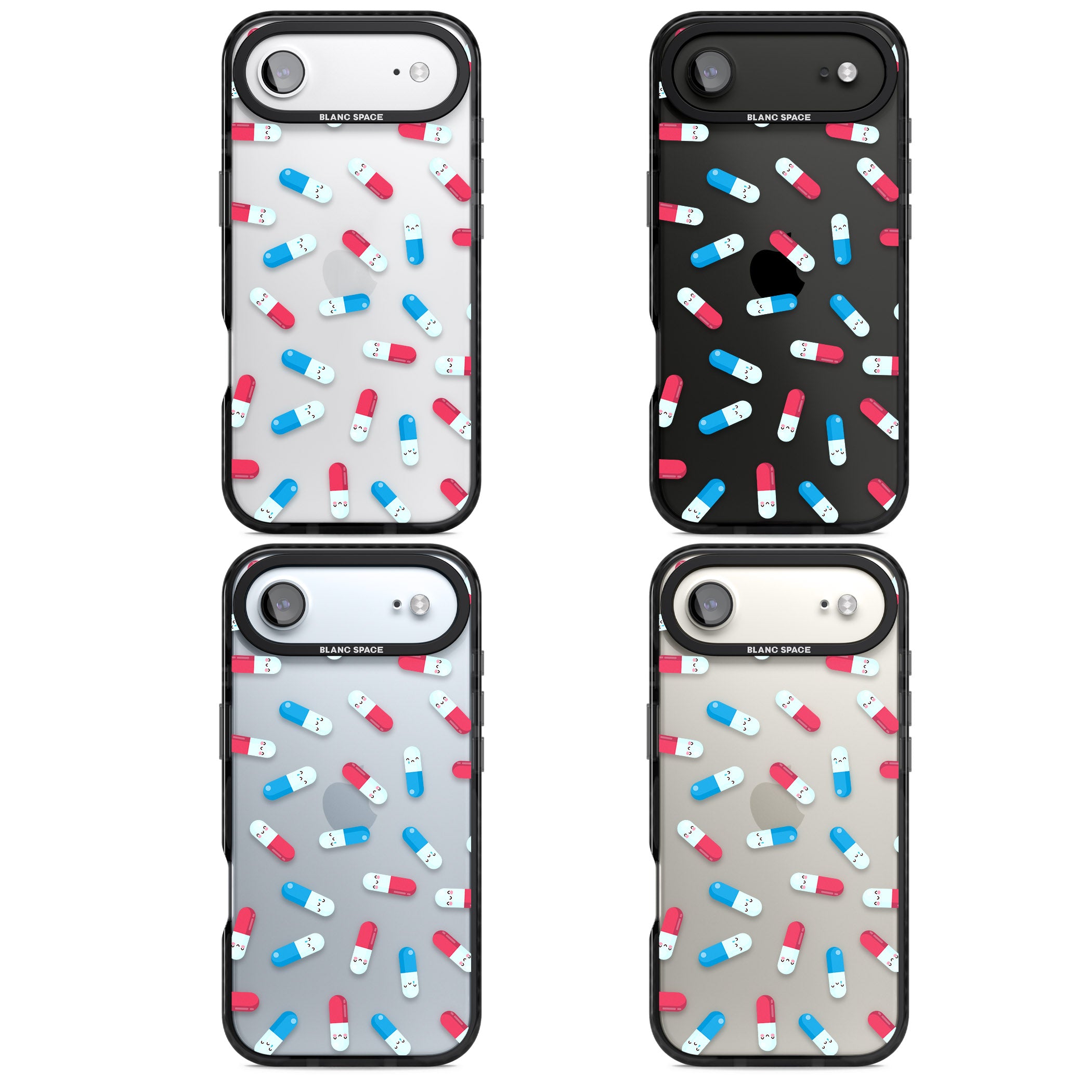 Kawaii Pill Pattern iPhone 17 Air Impact Black Phone Case APT Impact Protection