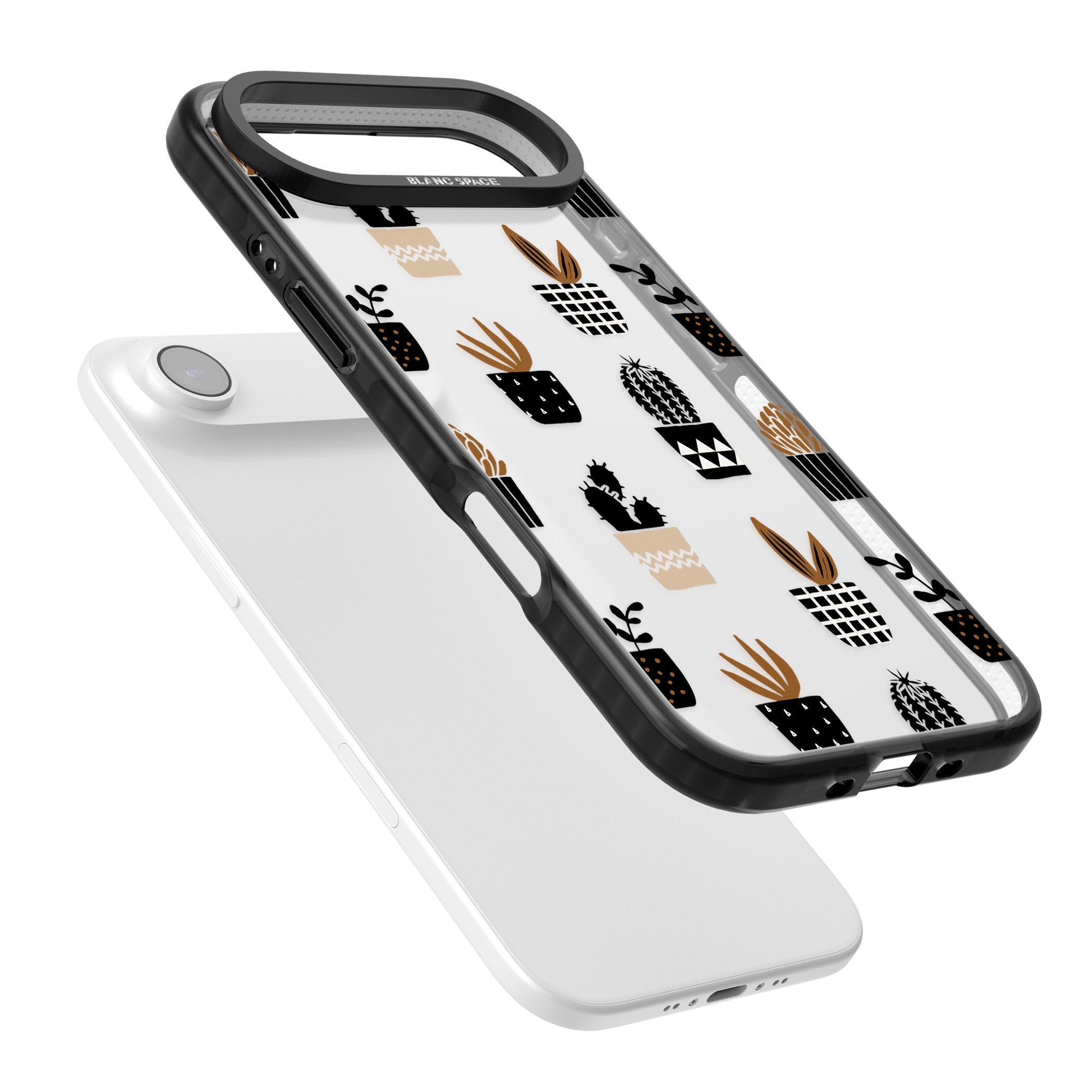Large Mixed Plants Pattern Clear iPhone 17 Air Impact Black Phone Case Colours