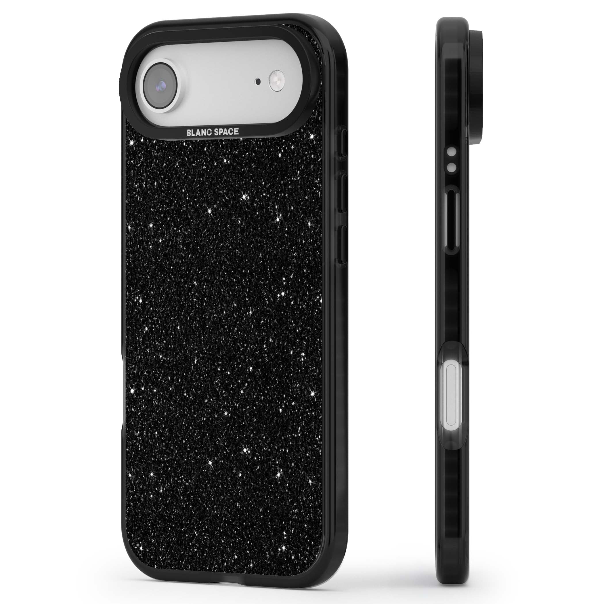 Black Glitter black glitter iPhone case featuring an all-over sparkly shimmer pattern on a jet black base | Clear Impact case for iPhone Air
