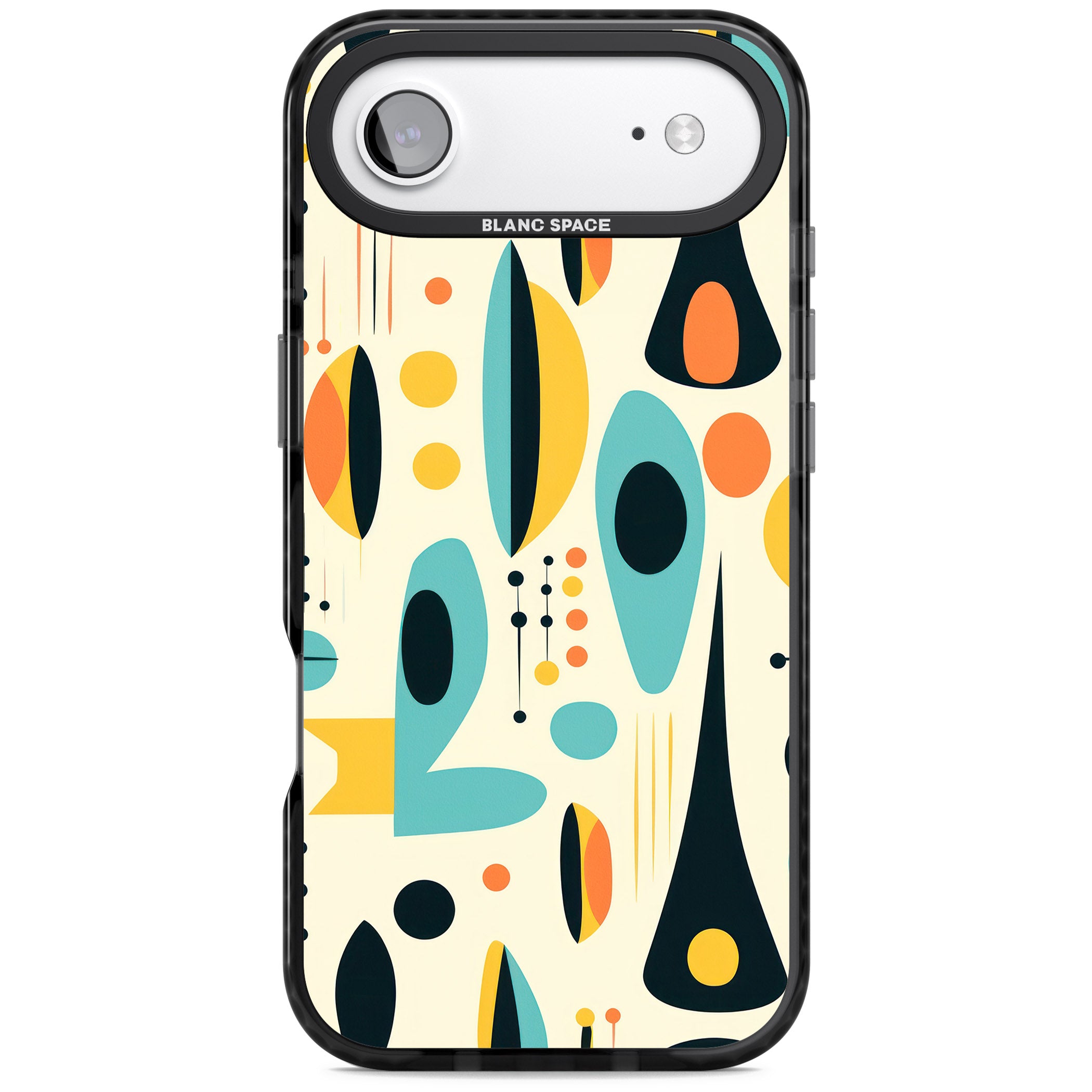Mid Century Atomic Pattern iPhone 17 Air Impact Black Phone Case