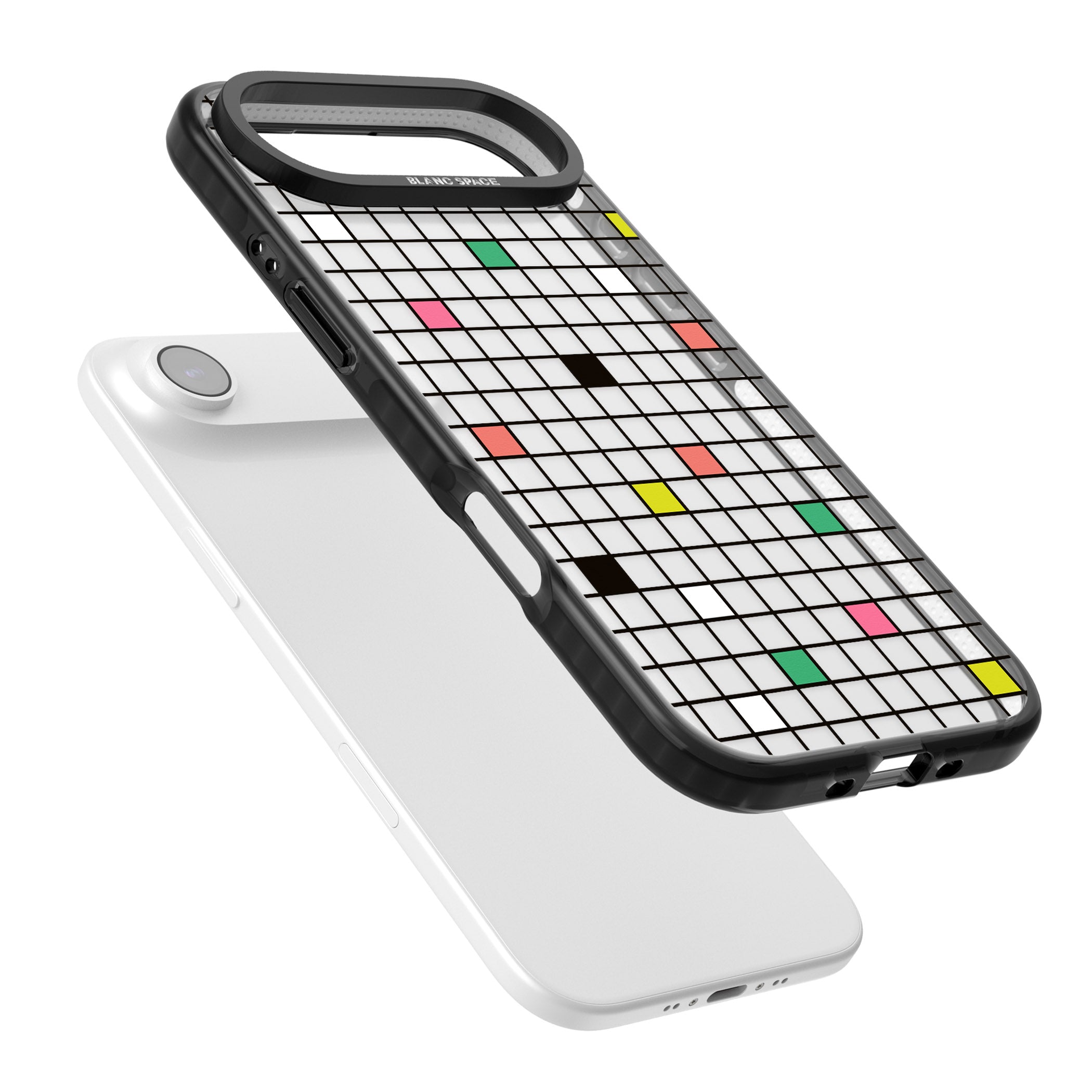 Vibrant Clear Geometric Grid iPhone 17 Air Impact Black Phone Case Colours