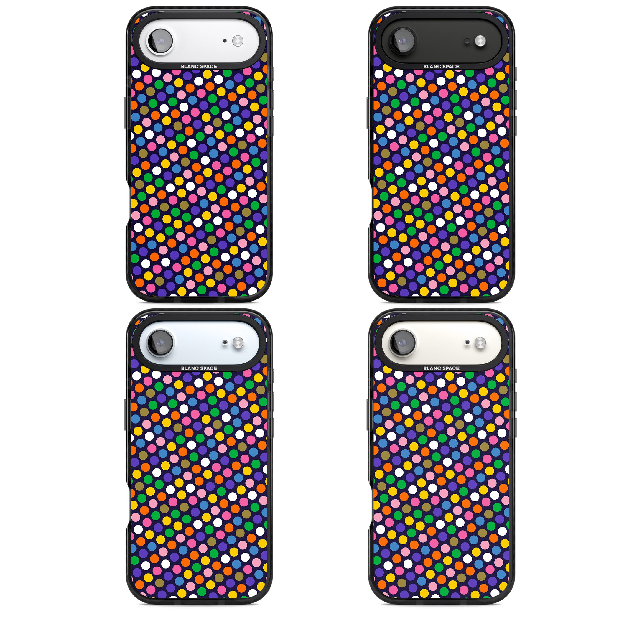 Multicolour Polka Dot Fiesta (Purple) iPhone 17 Air Impact Black Phone Case APT Impact Protection