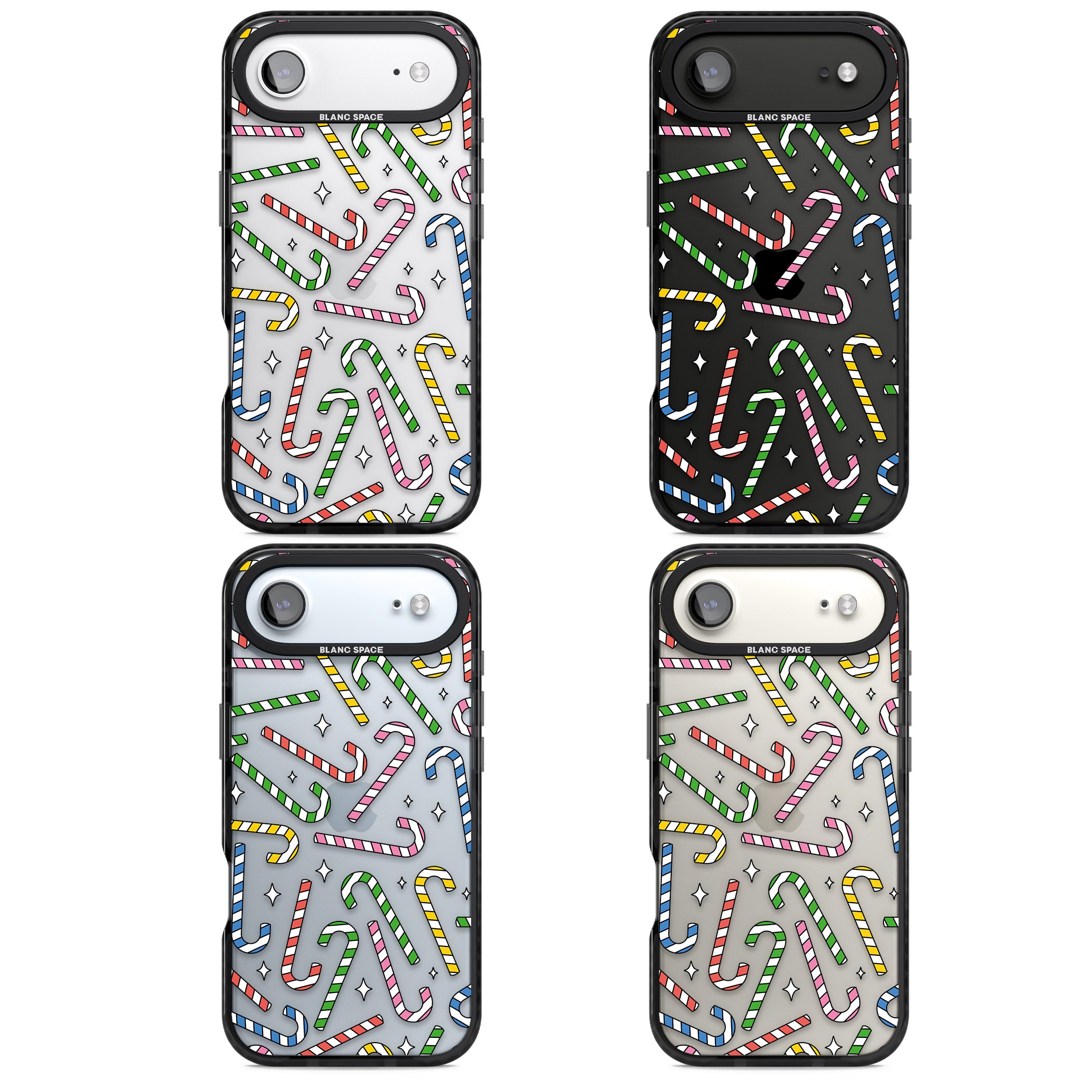 Colourful Stars & Candy Canes iPhone 17 Air Impact Black Phone Case APT Impact Protection