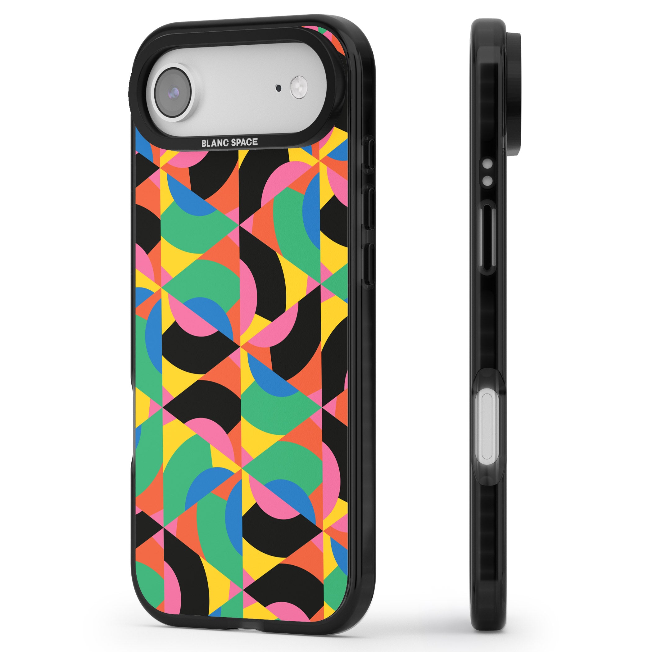 Abstract Carnival iPhone 17 Air Impact Black Phone Case Side Profile
