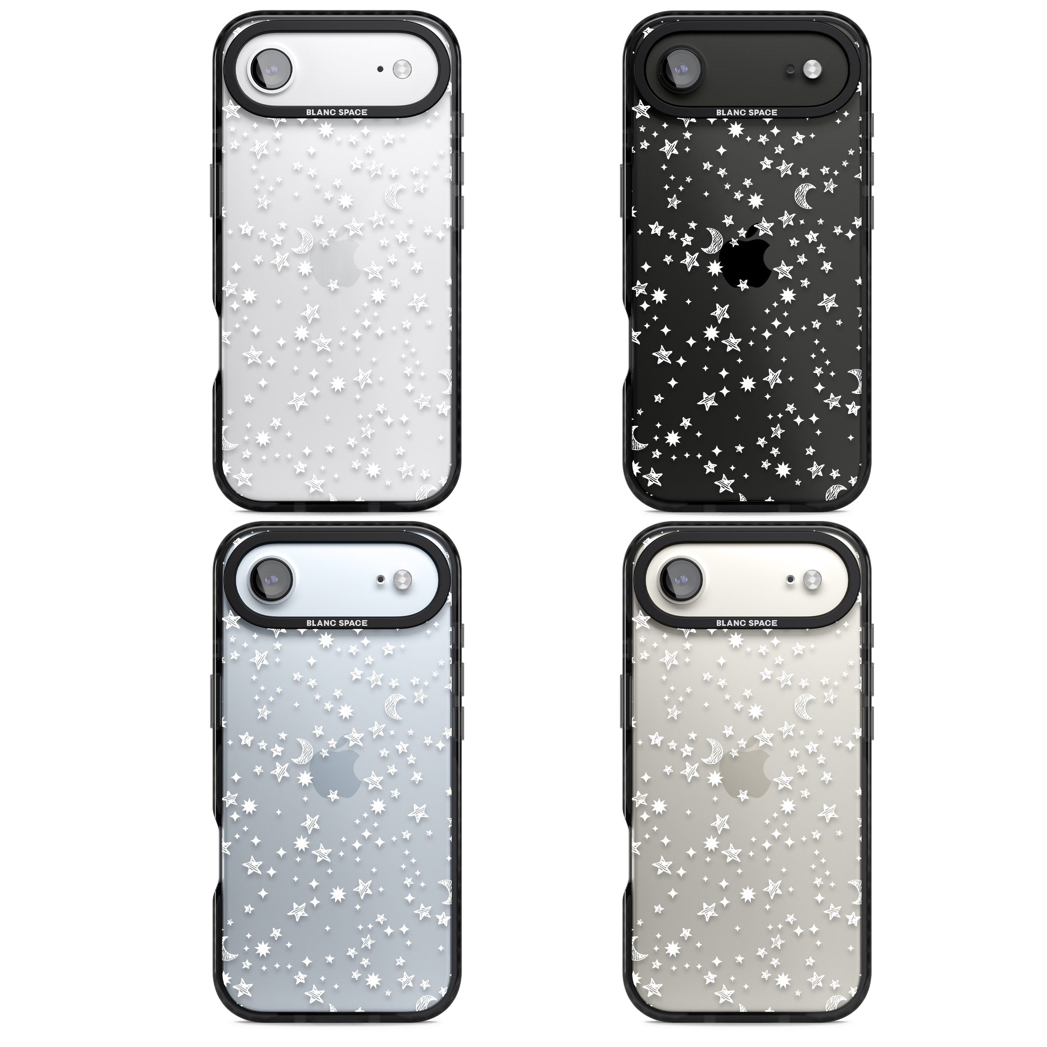 White Cosmic Galaxy Pattern iPhone 17 Air Impact Black Phone Case APT Impact Protection