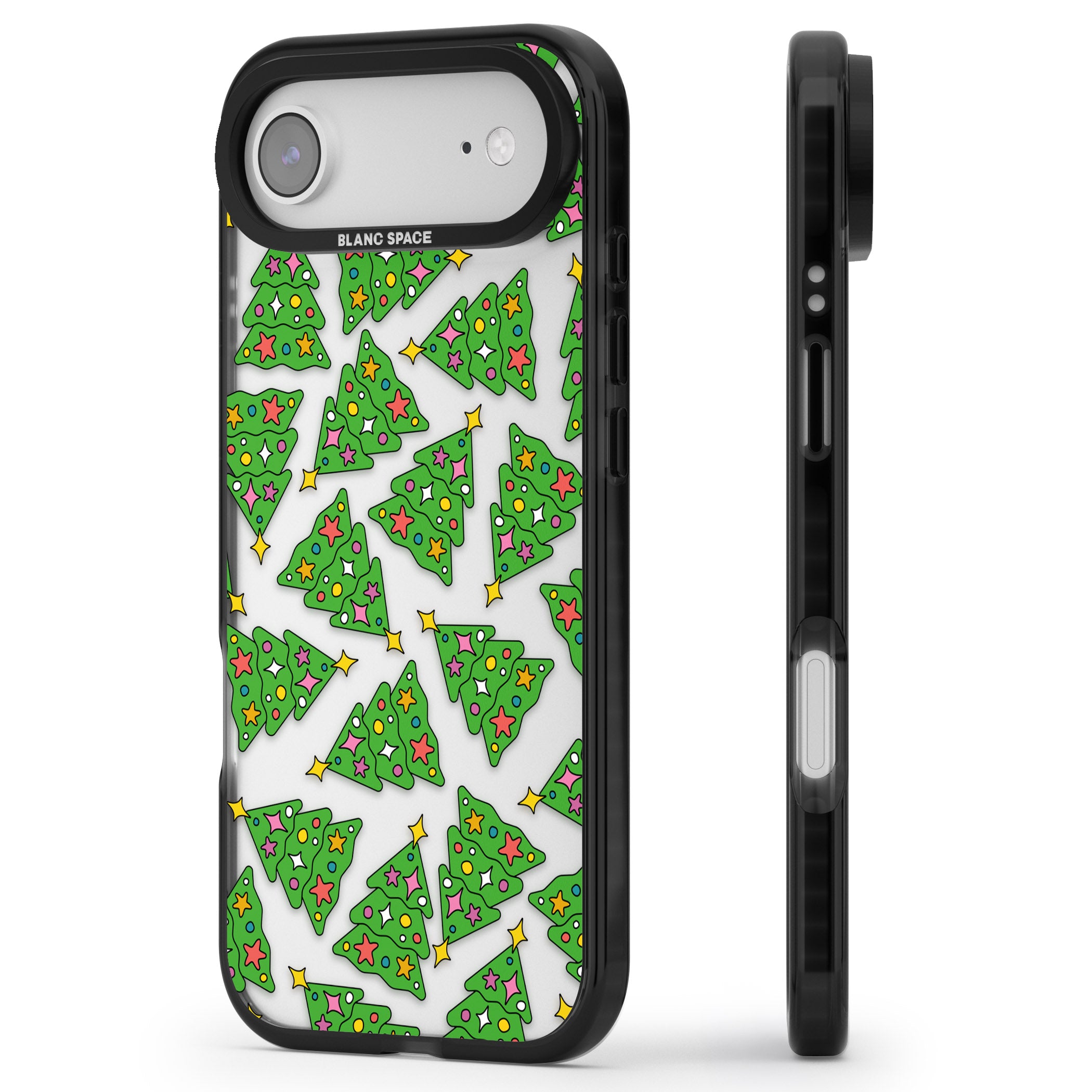 Christmas Tree Pattern iPhone 17 Air Impact Black Phone Case Side Profile