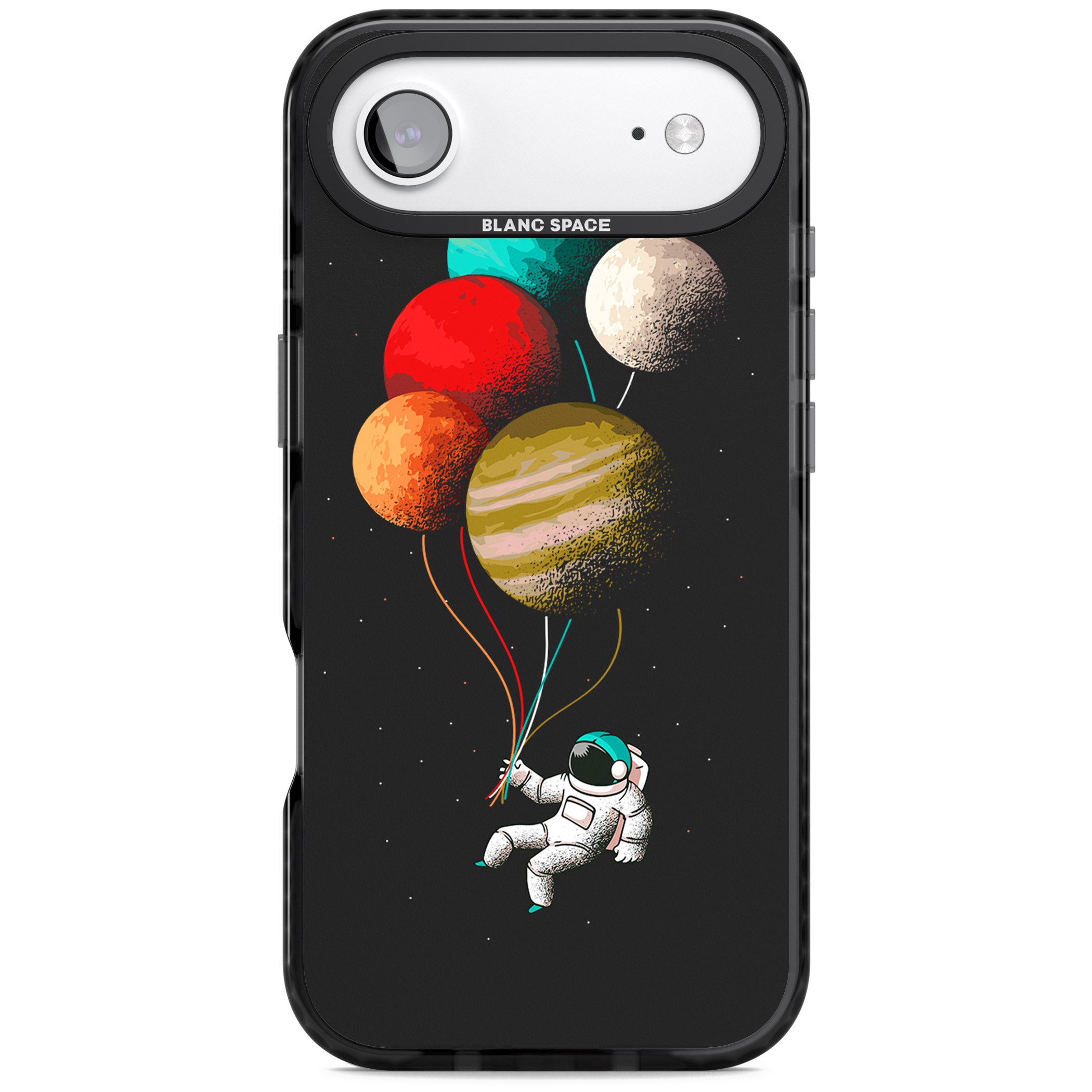Astronaut Balloon Planets iPhone 17 Air Impact Black Phone Case