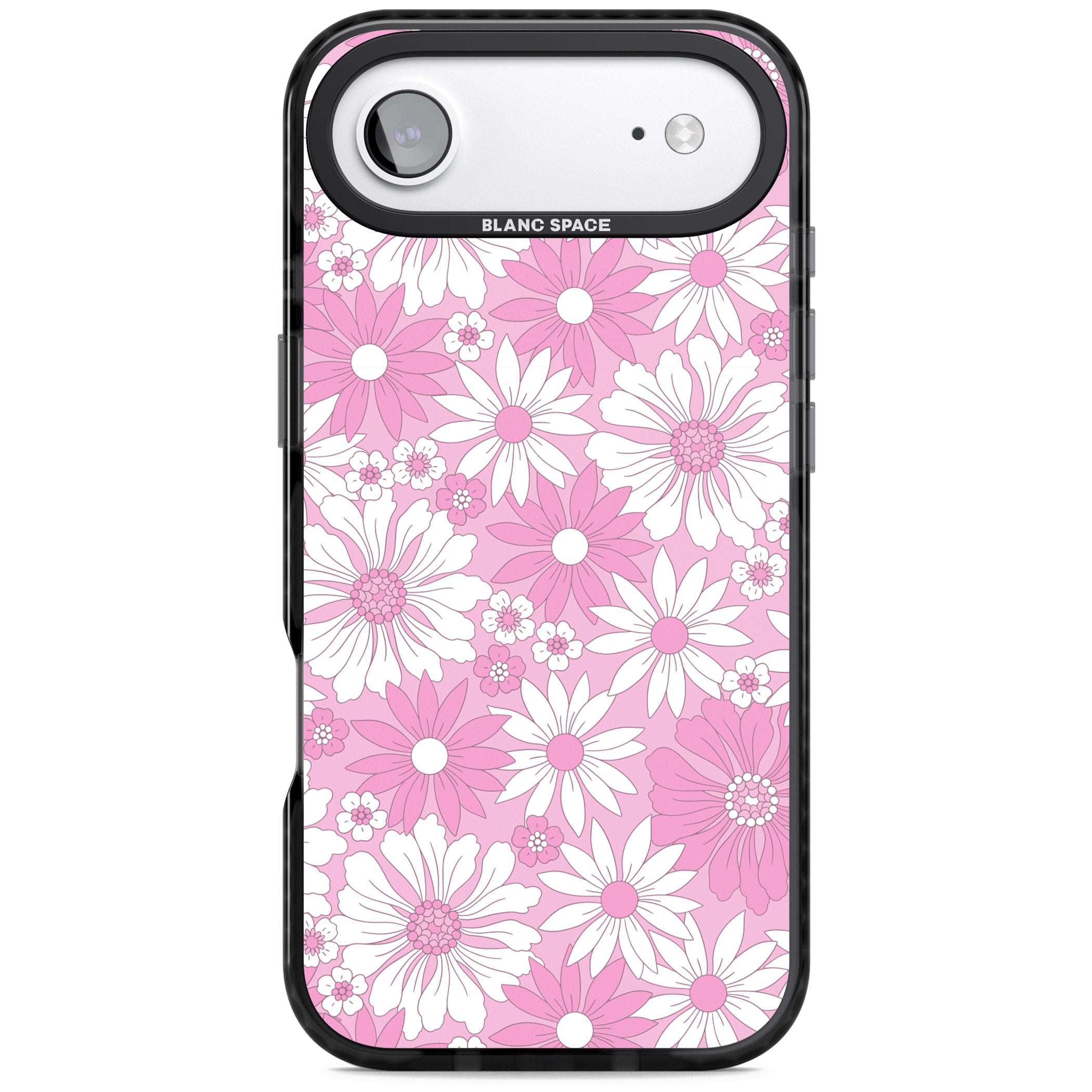 Pink White Flowers iPhone 17 Air Impact Black Phone Case