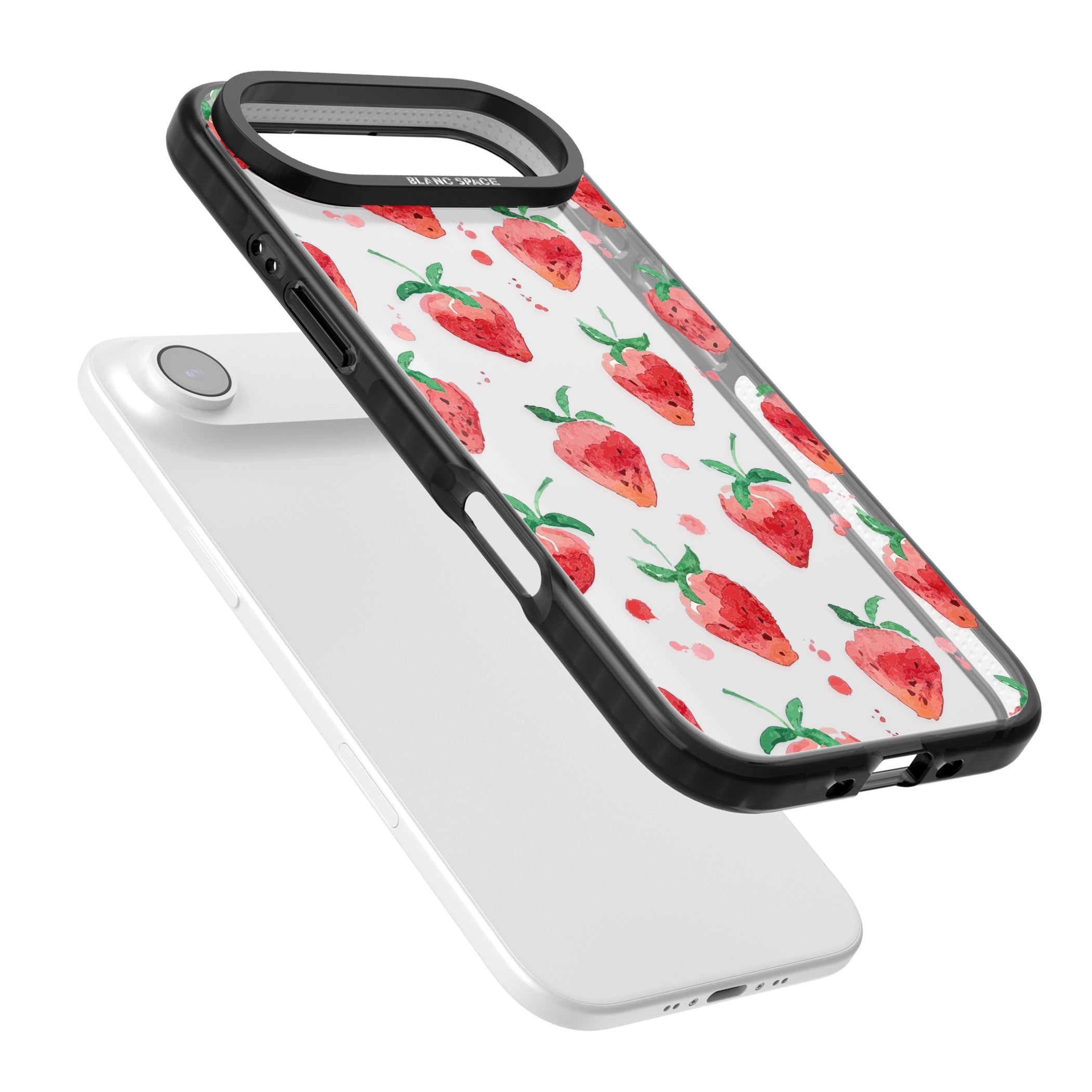 Strawberry Watercolour iPhone 17 Air Impact Black Phone Case Colours
