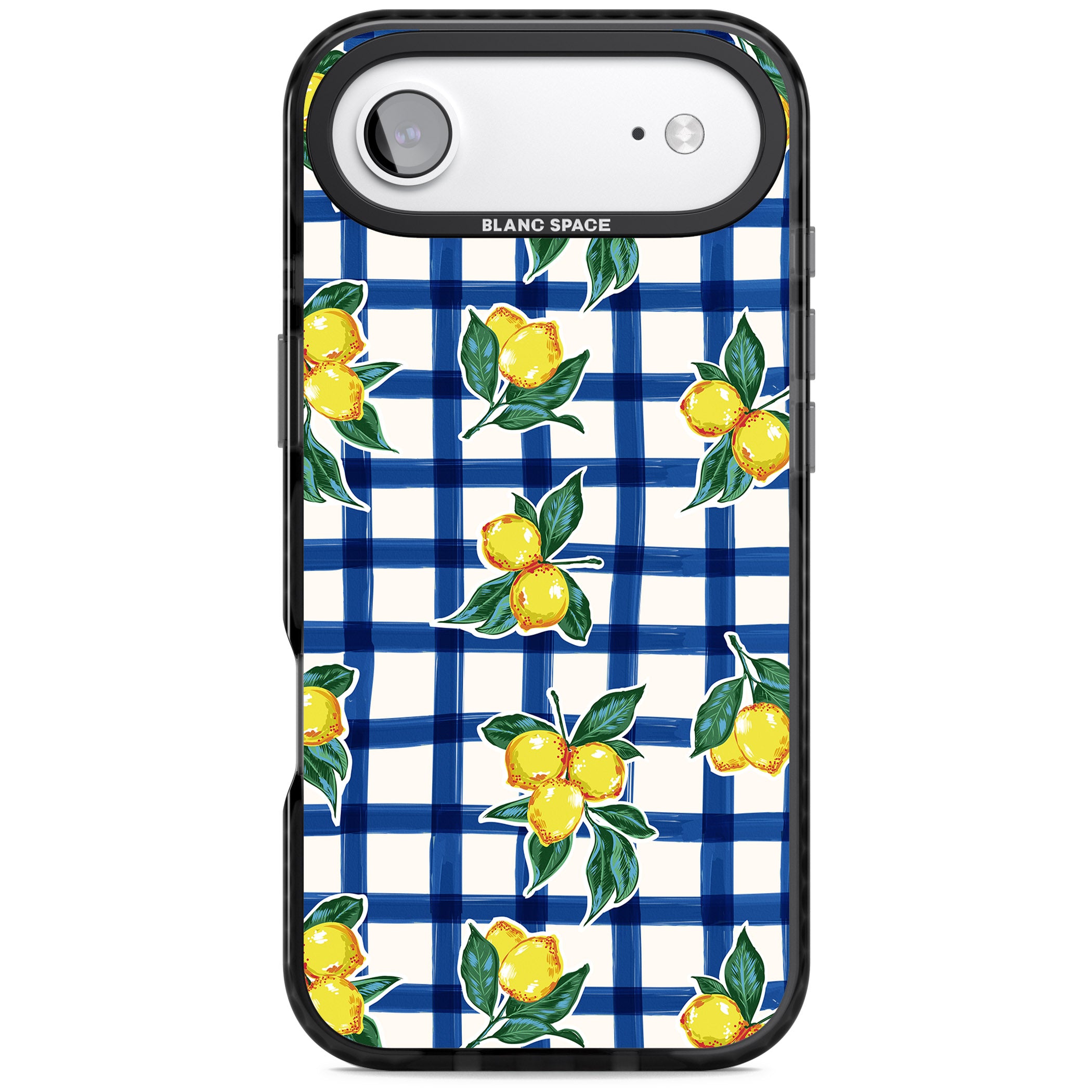 Lemon Gingham iPhone 17 Air Impact Black Phone Case